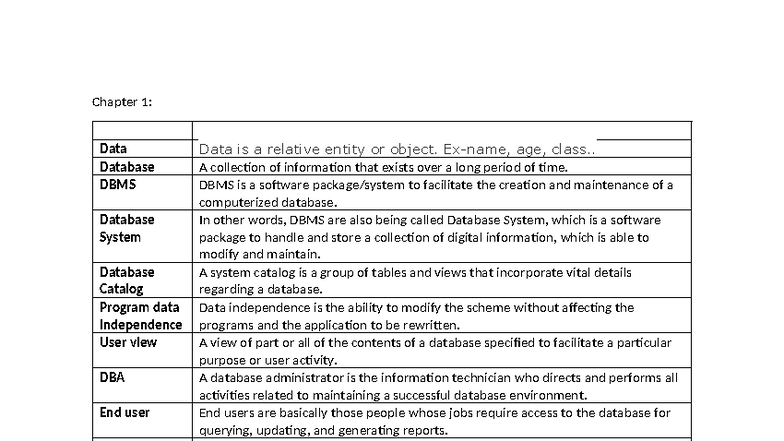 DBI202 Chapter 1-3: Overview of Database Systems and Models - Studocu
