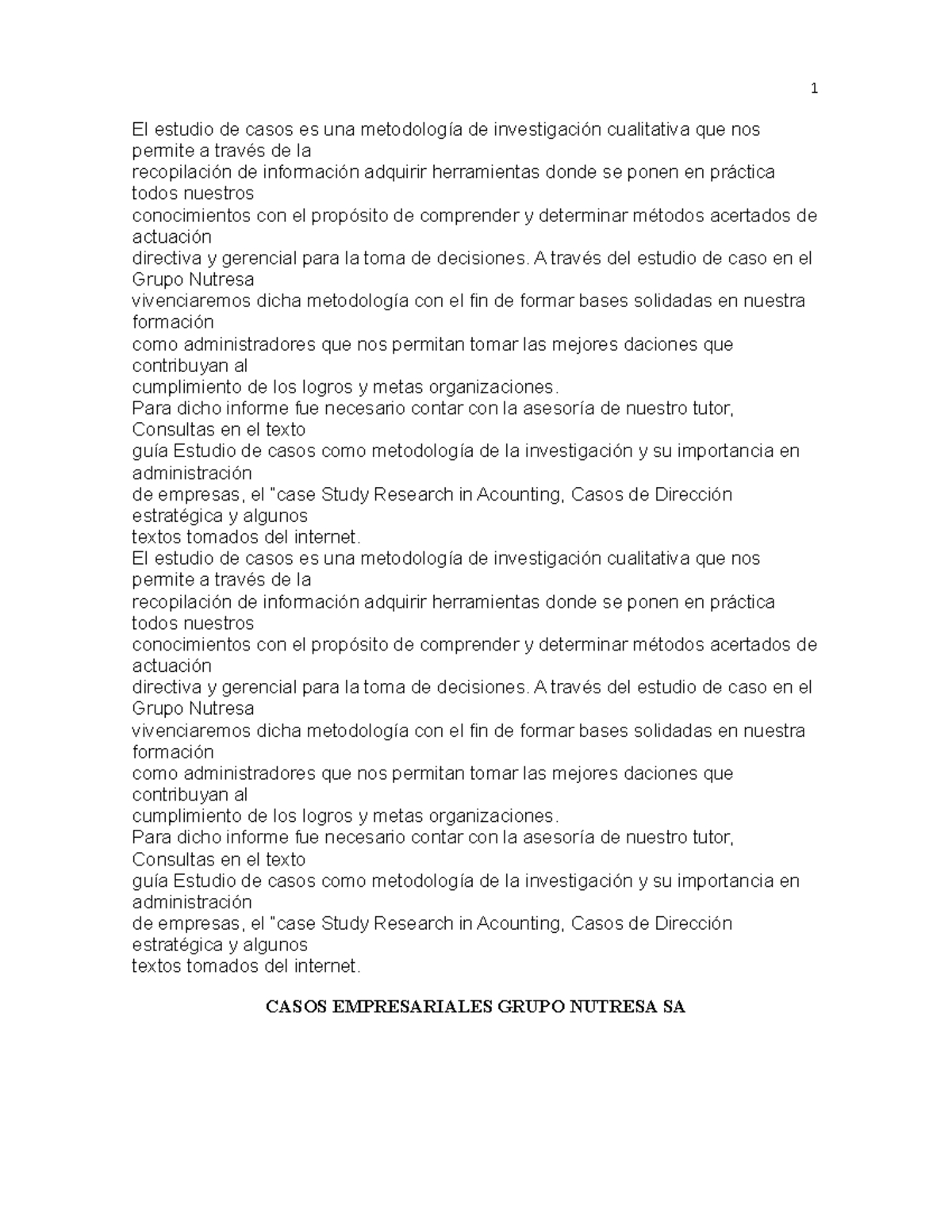 Casos Empresariales Grupo Nutresa - El estudio de casos es una ...