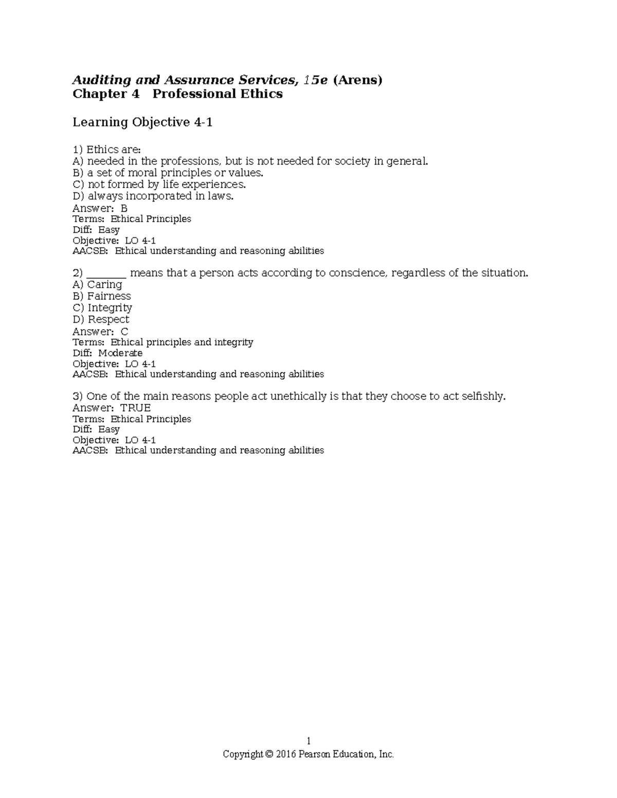 Auditing & Assurance Services - Chapter 4 Ethics Analysis (LO 4) - Studocu
