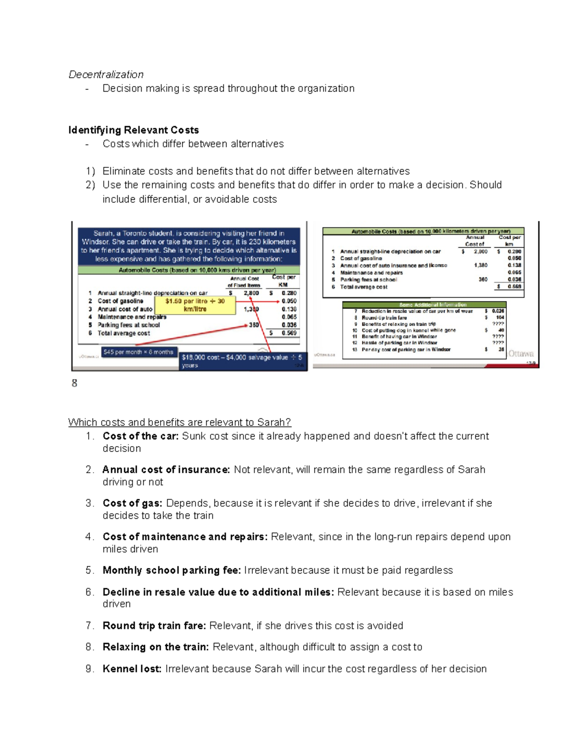 Relevant Costs For Decision Making Decentralization Decision Making