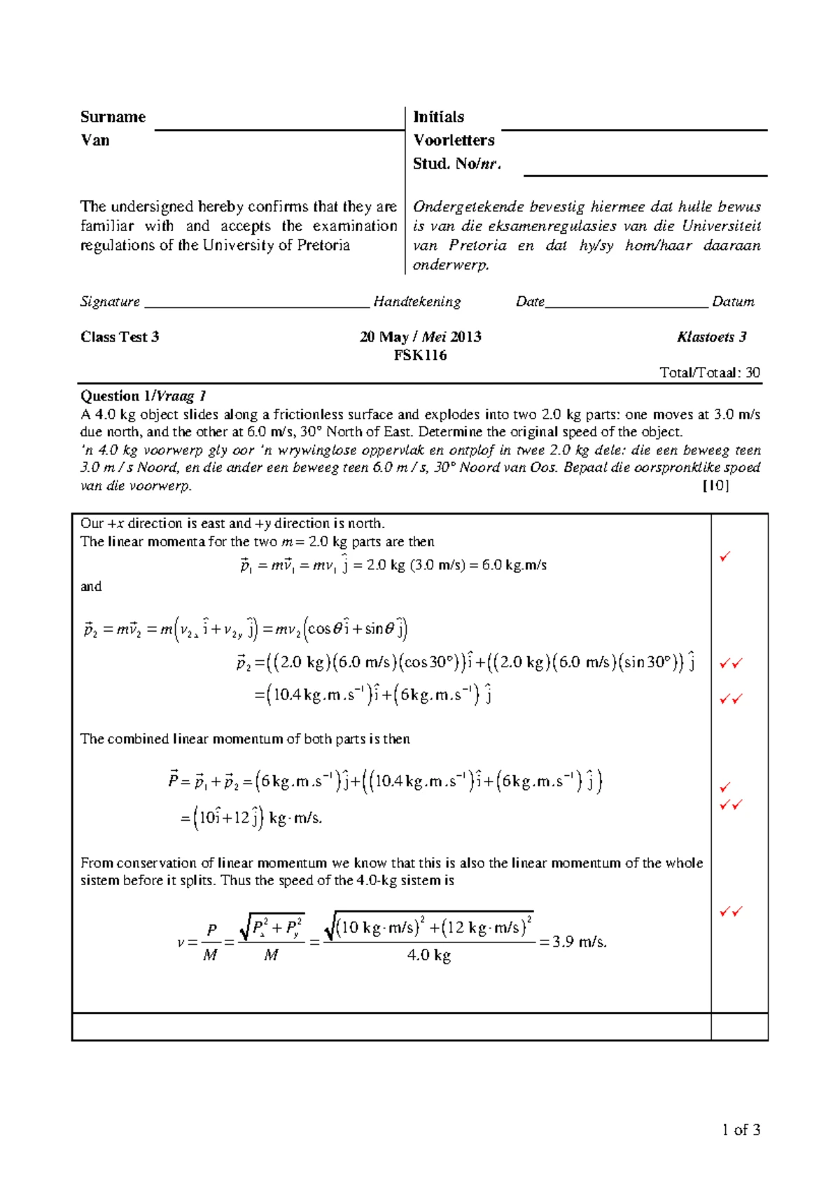 Class Test 2 Memo FSK116 - Solutions and Explanations - Studocu