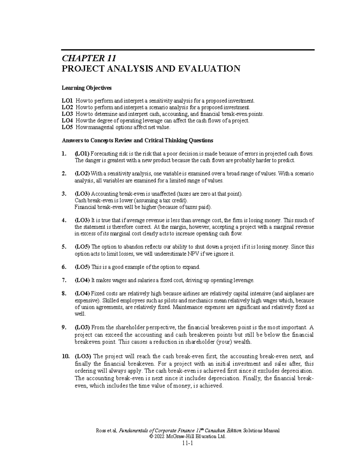 CH11: Project Analysis & Evaluation - Homework Solutions - Studocu