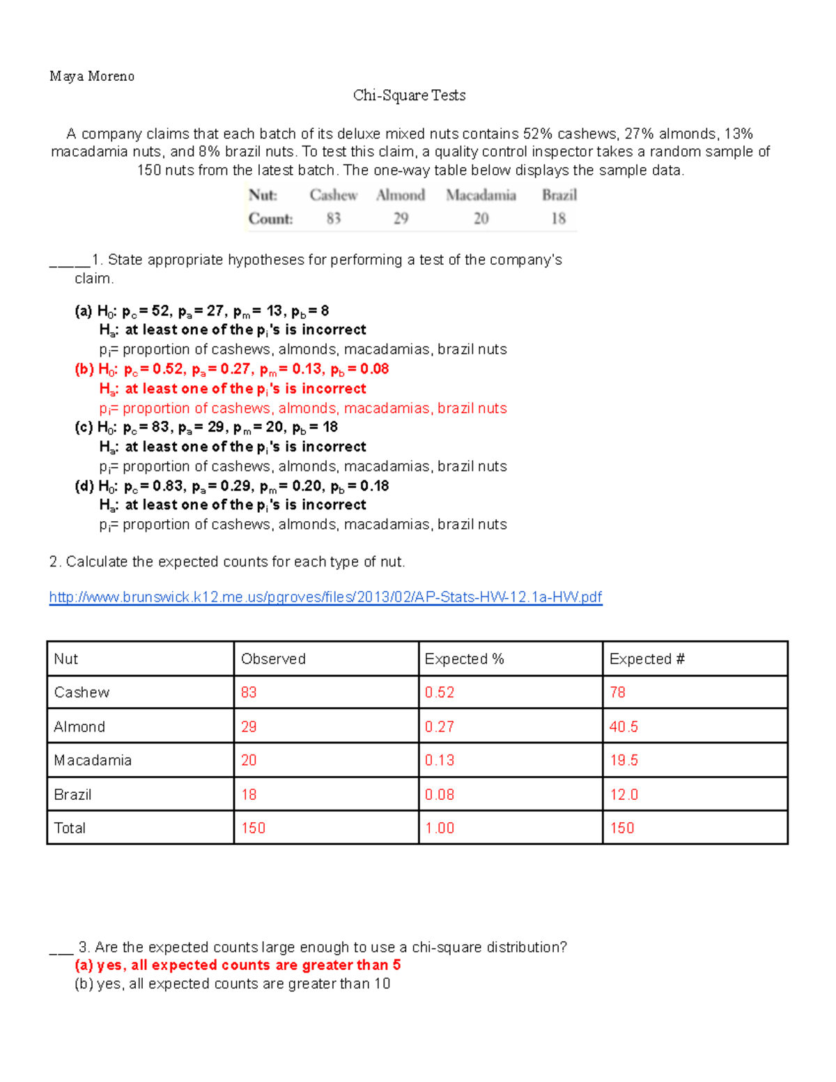 11.1 Activity Document - Maya Moreno Chi-Square Tests A company claims ...