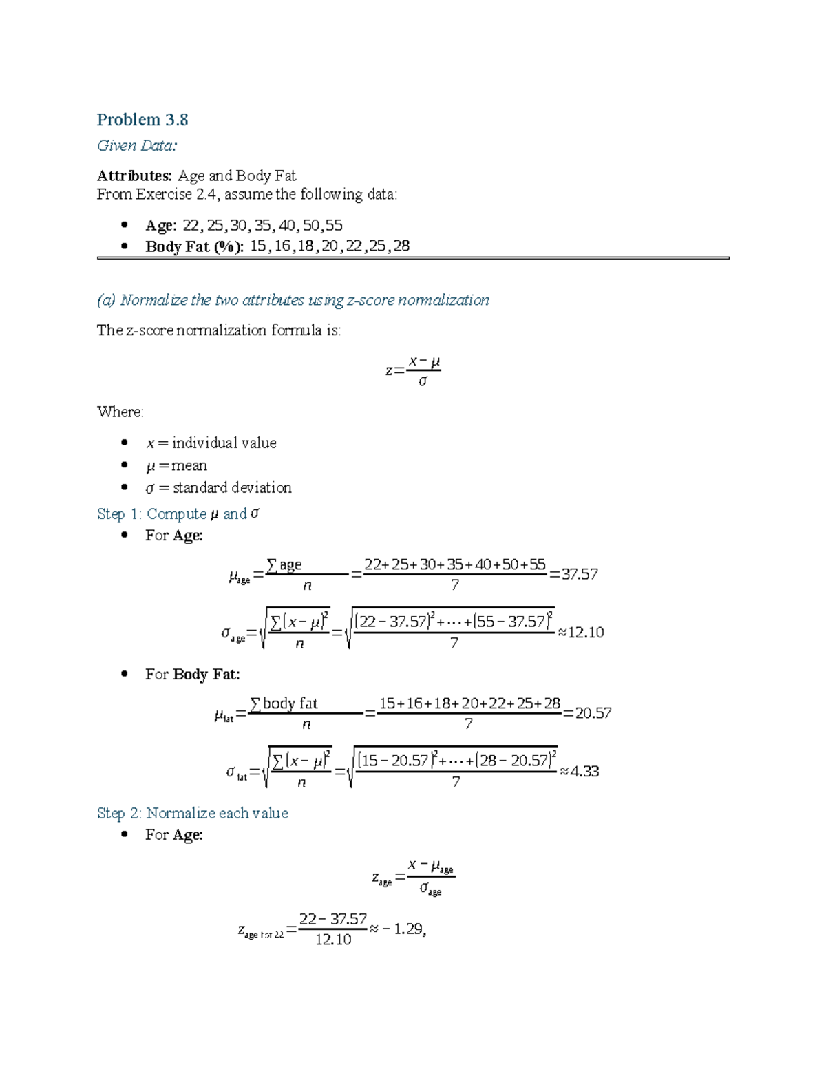 Normalization and Correlation Analysis: Problem 3.8 - Data Attributes ...