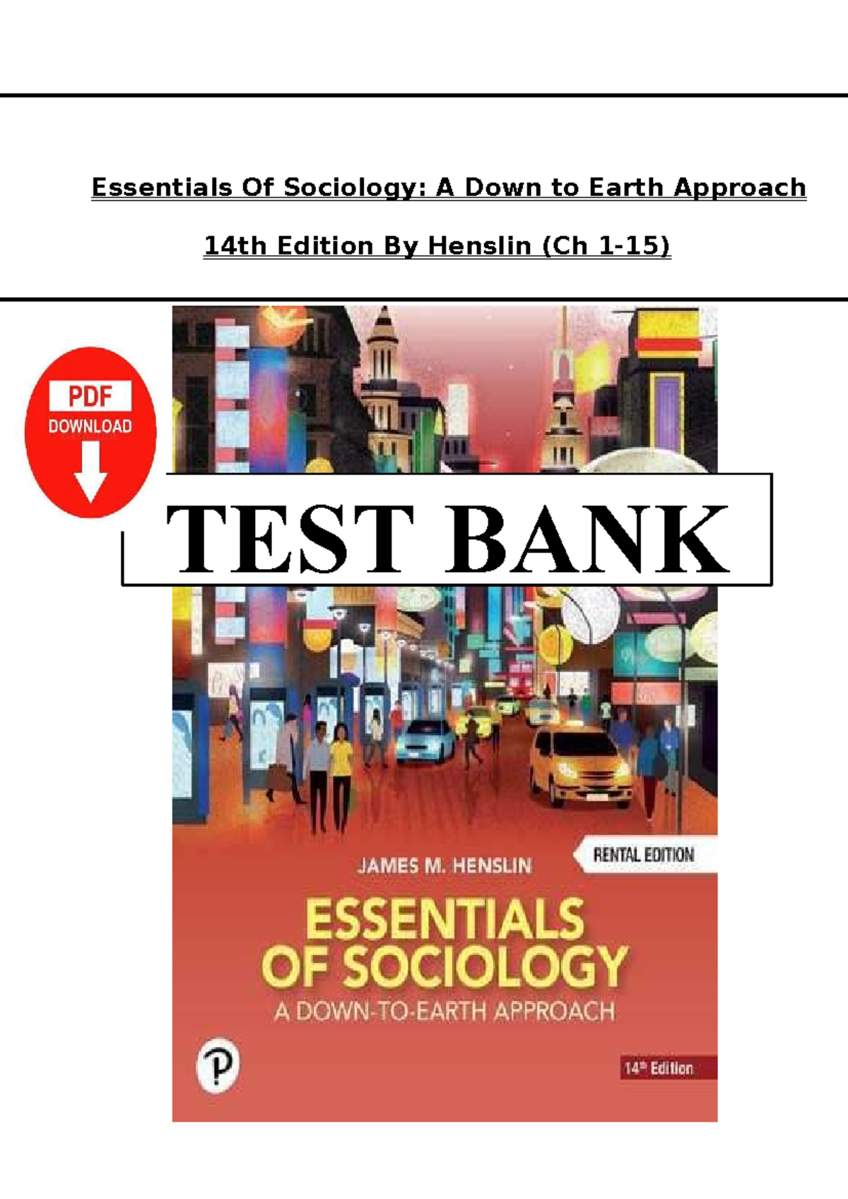 Test Bank for SOC 101 Essentials of Sociology (14th Ed.)