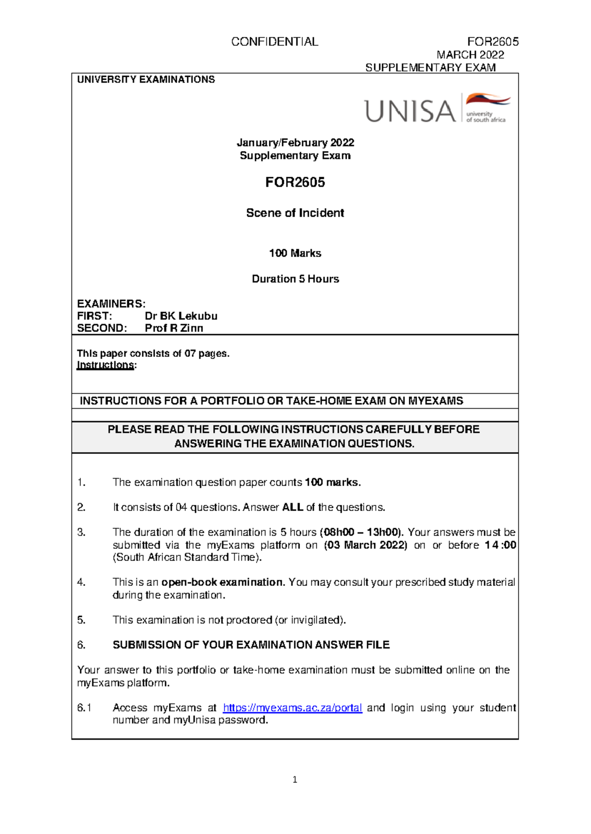 Final Exam Preparation Guide for FOR2605 - Supplementary Exam March ...