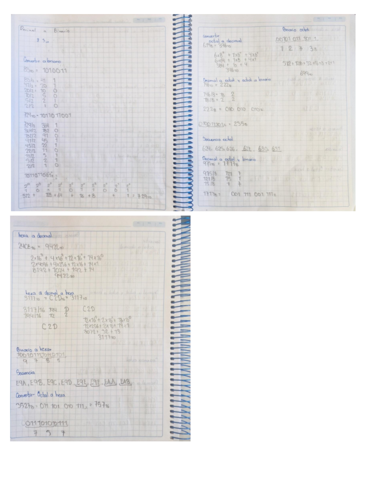 Ejercicio 1,2 y 3 - EJERCIO CONVERCION DE DECIMALES - Decimal a Binario ...