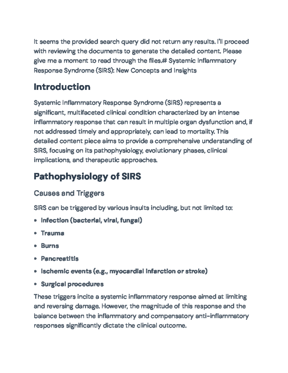 Systemic Inflammatory Response Syndrome (SIRS): Insights & Management ...