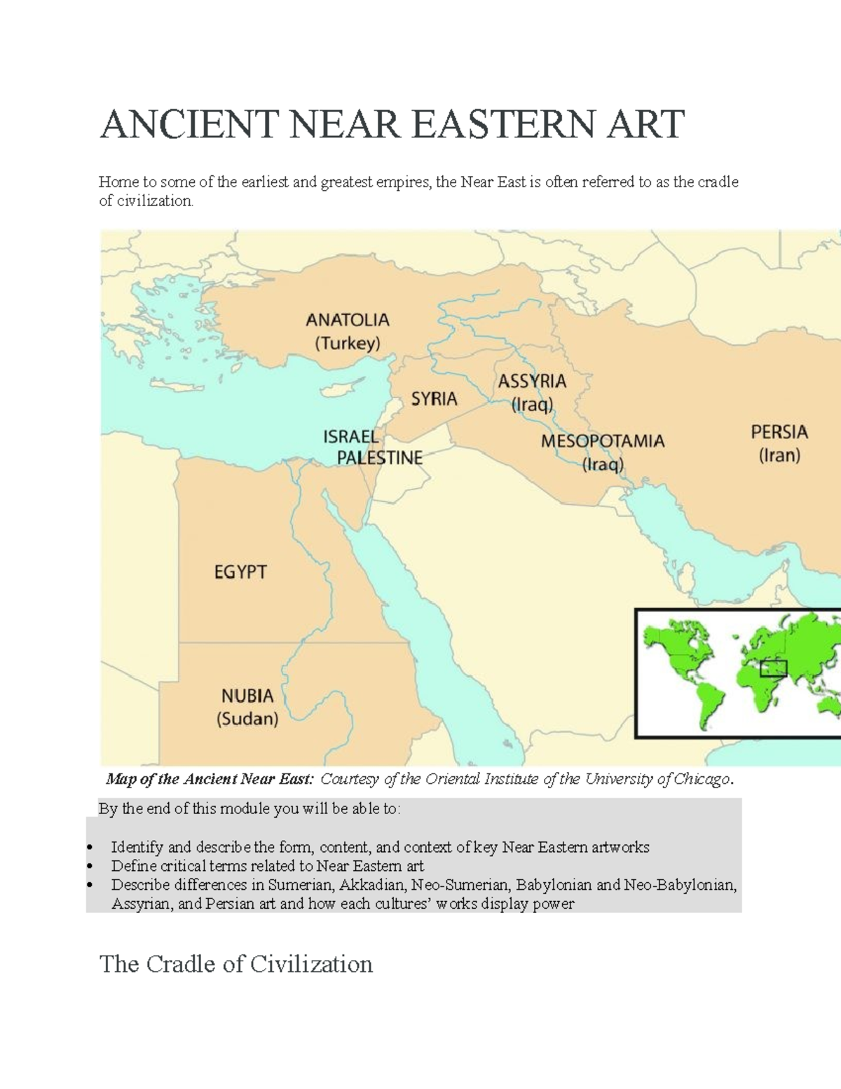 Ancient NEAR Eastern ART - ANCIENT NEAR EASTERN ART Home to some of the ...