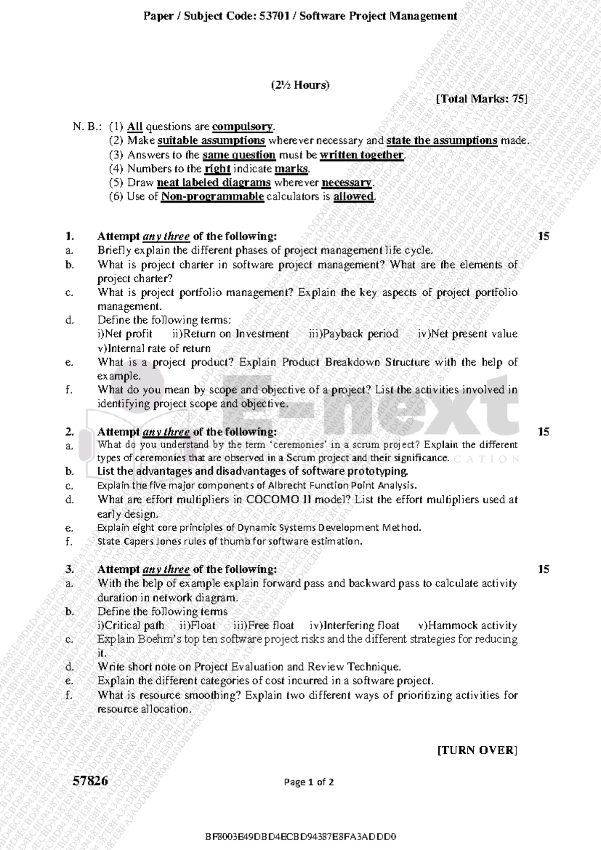 SPM NOV-18 Exam: PYQ Paper on Software Project Management (53701) - Studocu