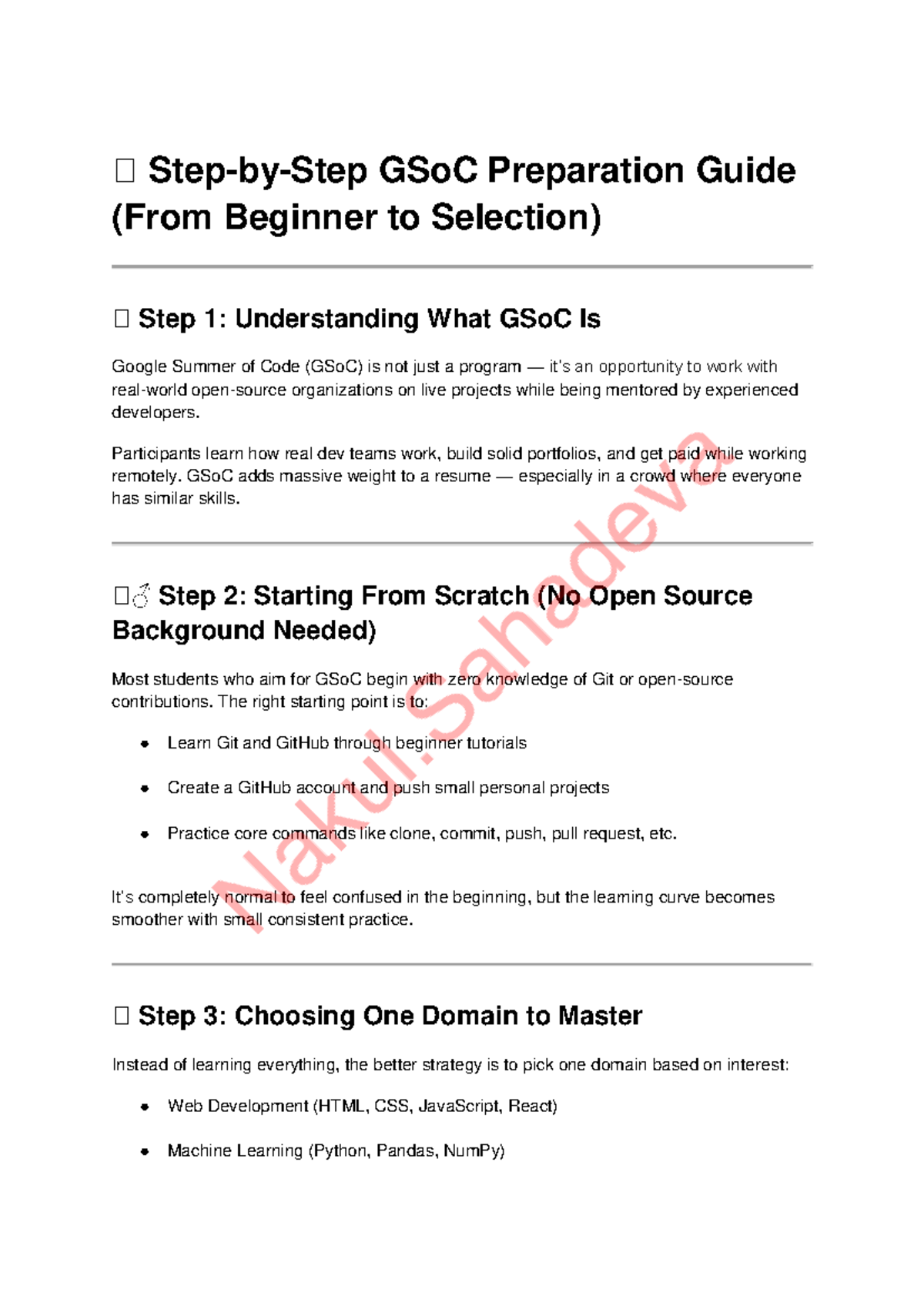 GSoC Preparation Guide: From Beginner to Selection Steps - Studocu