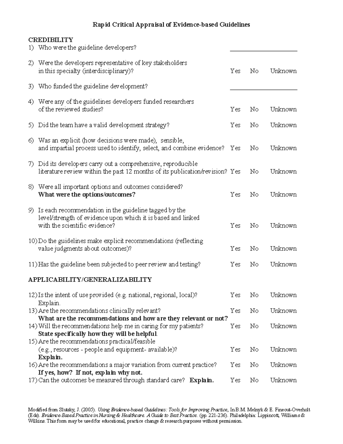 Rapid Critical Appraisal of Evidence-Based Guidelines (1) - Rapid ...