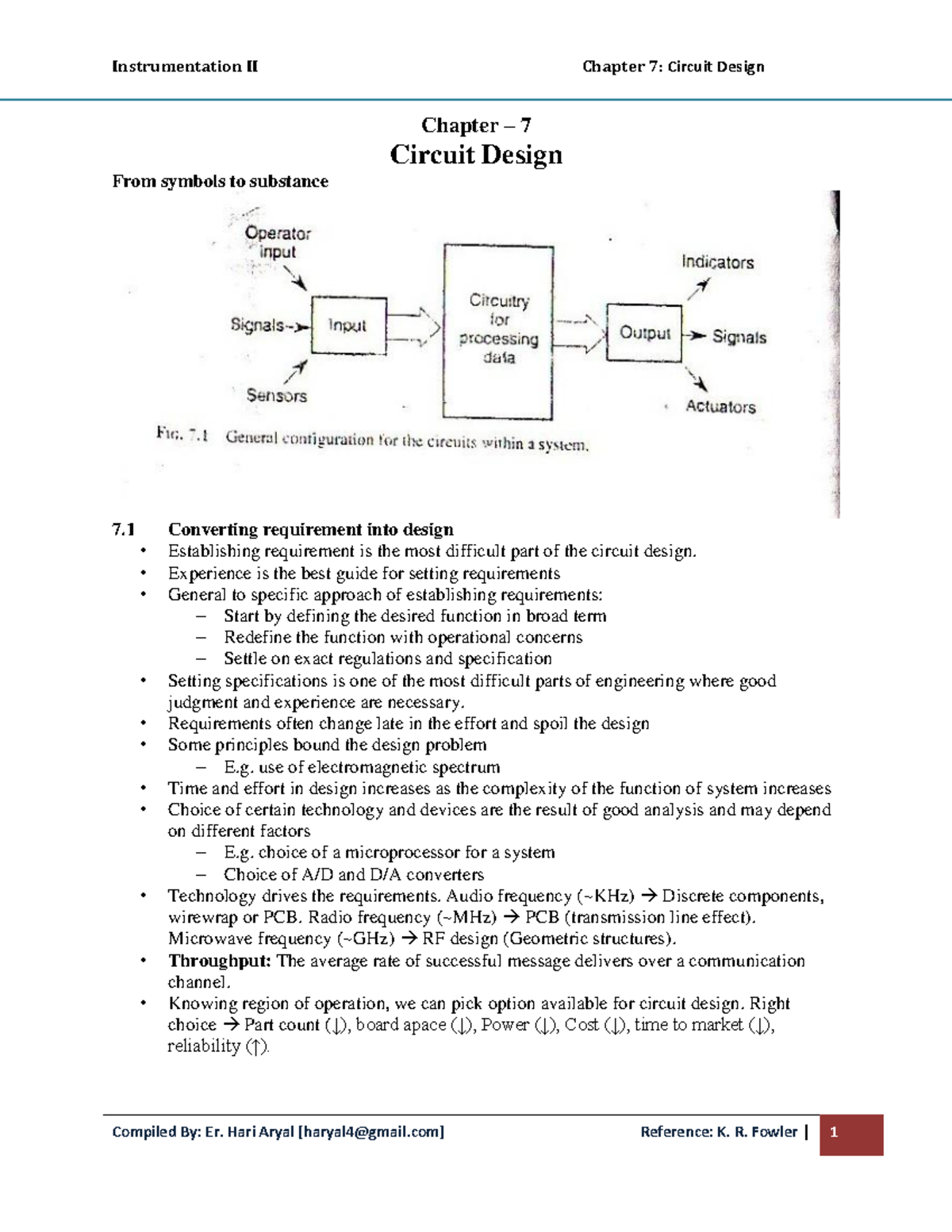 Chapter 7 - Circuit Design - Chapter – 7 Circuit Design From symbols to ...