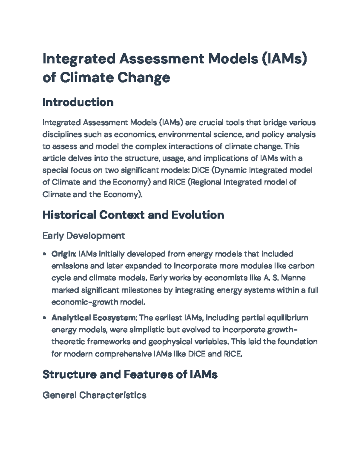 Integrated Assessment Models (IAMs) of Climate Change: DICE & RICE ...