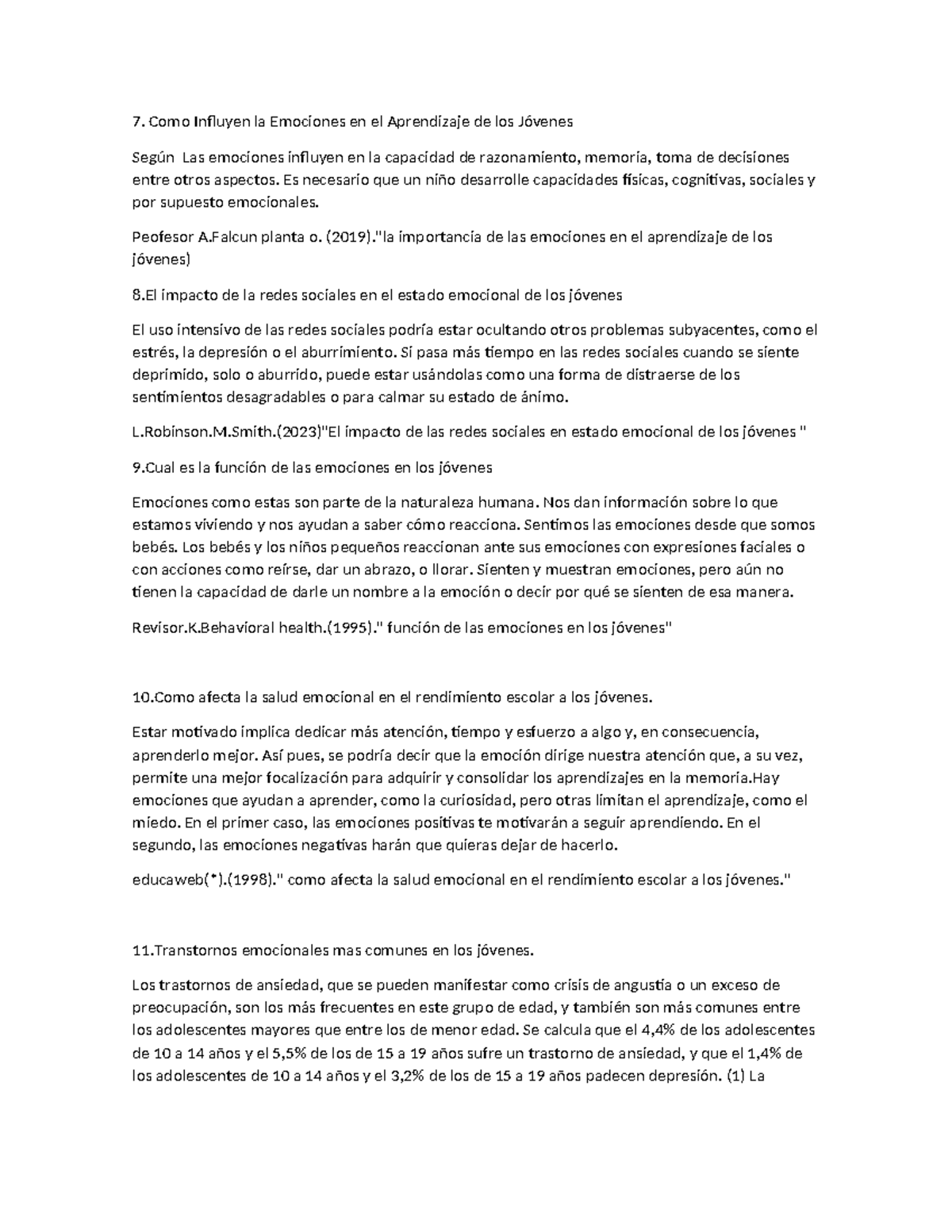 7. Influencia de las Emociones en el Aprendizaje de los Jóvenes - Studocu