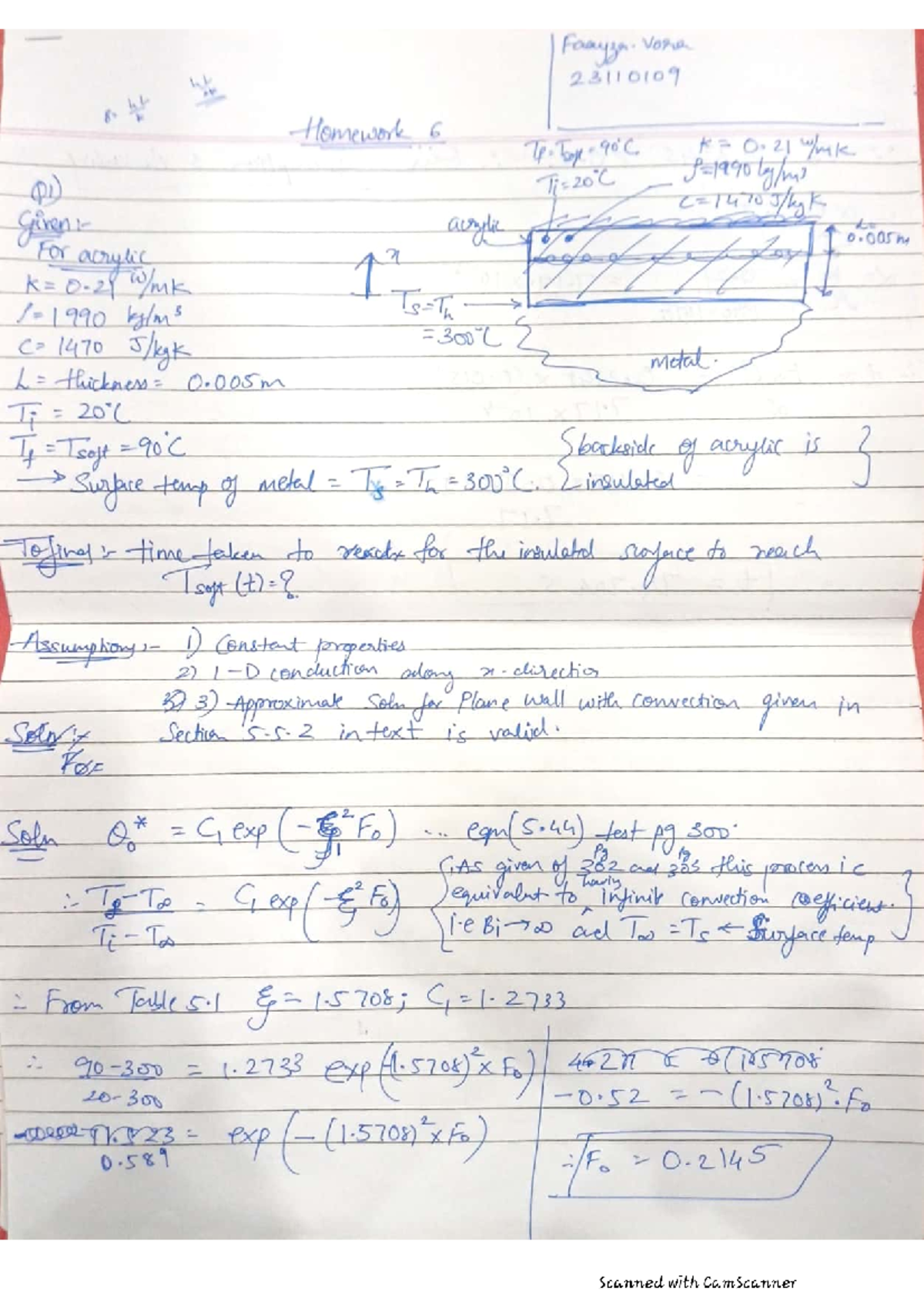 Homework 6 Summary for HMT 23110109: Heat Transfer Analysis - Studocu