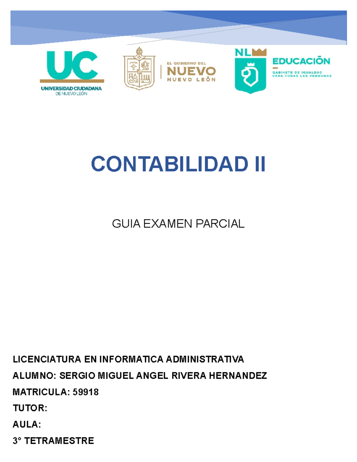 Guía de Estudio para el Examen Parcial Contabilidad II - 3 ...