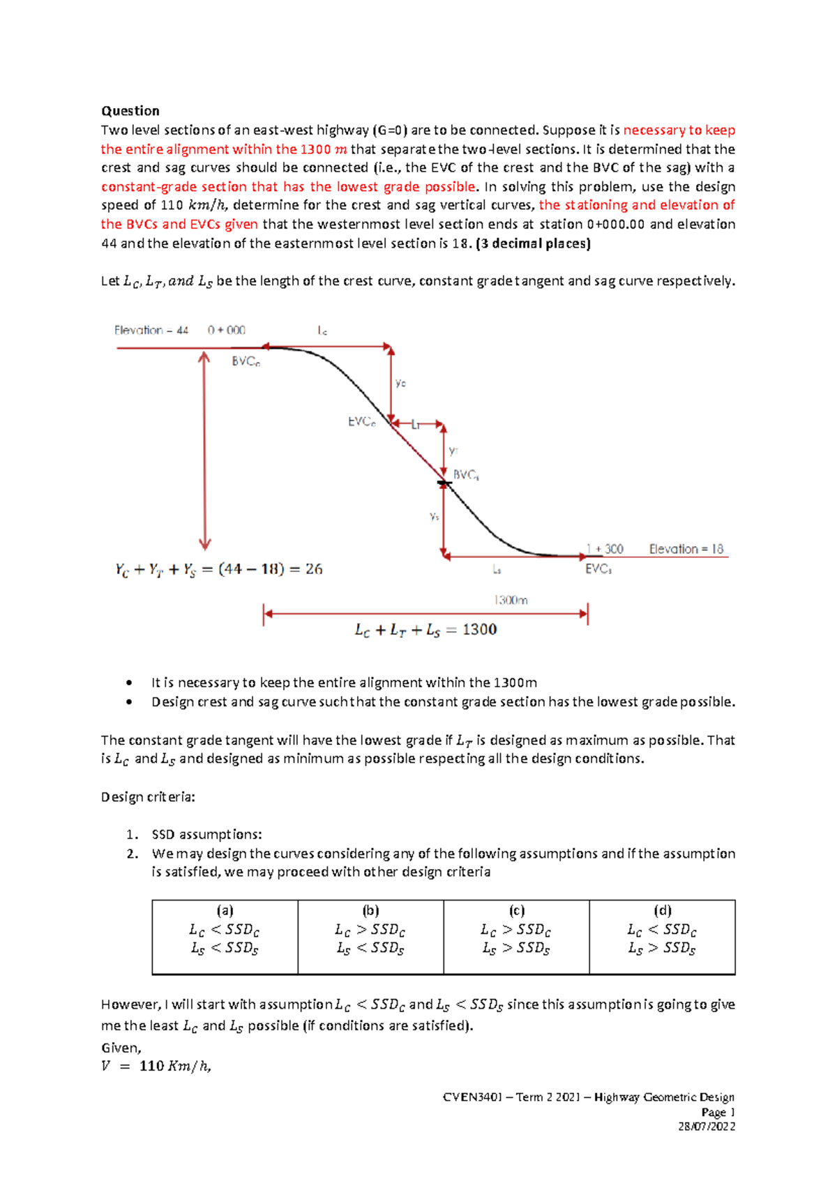 CVEN3401 - 2021 Final Exam: Highway Geometric Design Questions - Studocu