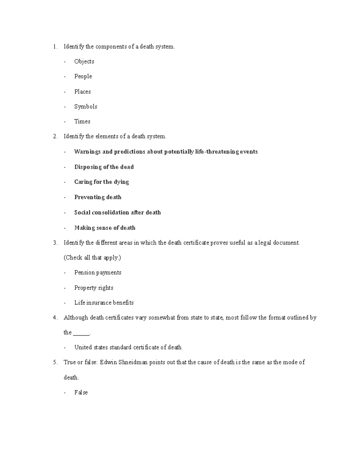 Psy 230 Chapter 4: Concepts of Death Systems and Legal Implications ...