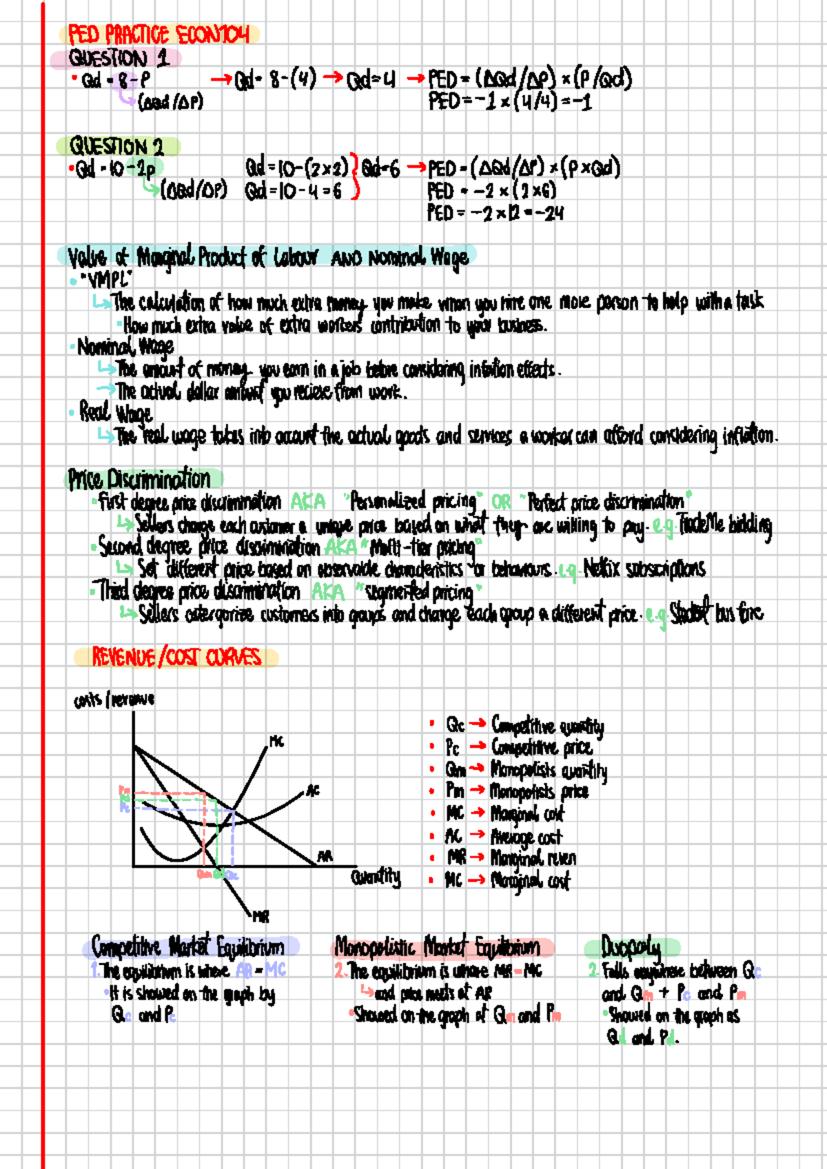 ECON 104 - Comprehensive Revision Notes from Past Exam Papers - Studocu
