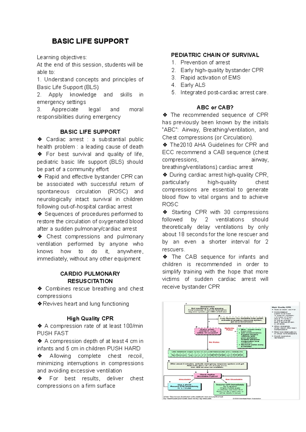 BLS/ACLS Summary: Essential Concepts in Nursing Practice - Studocu