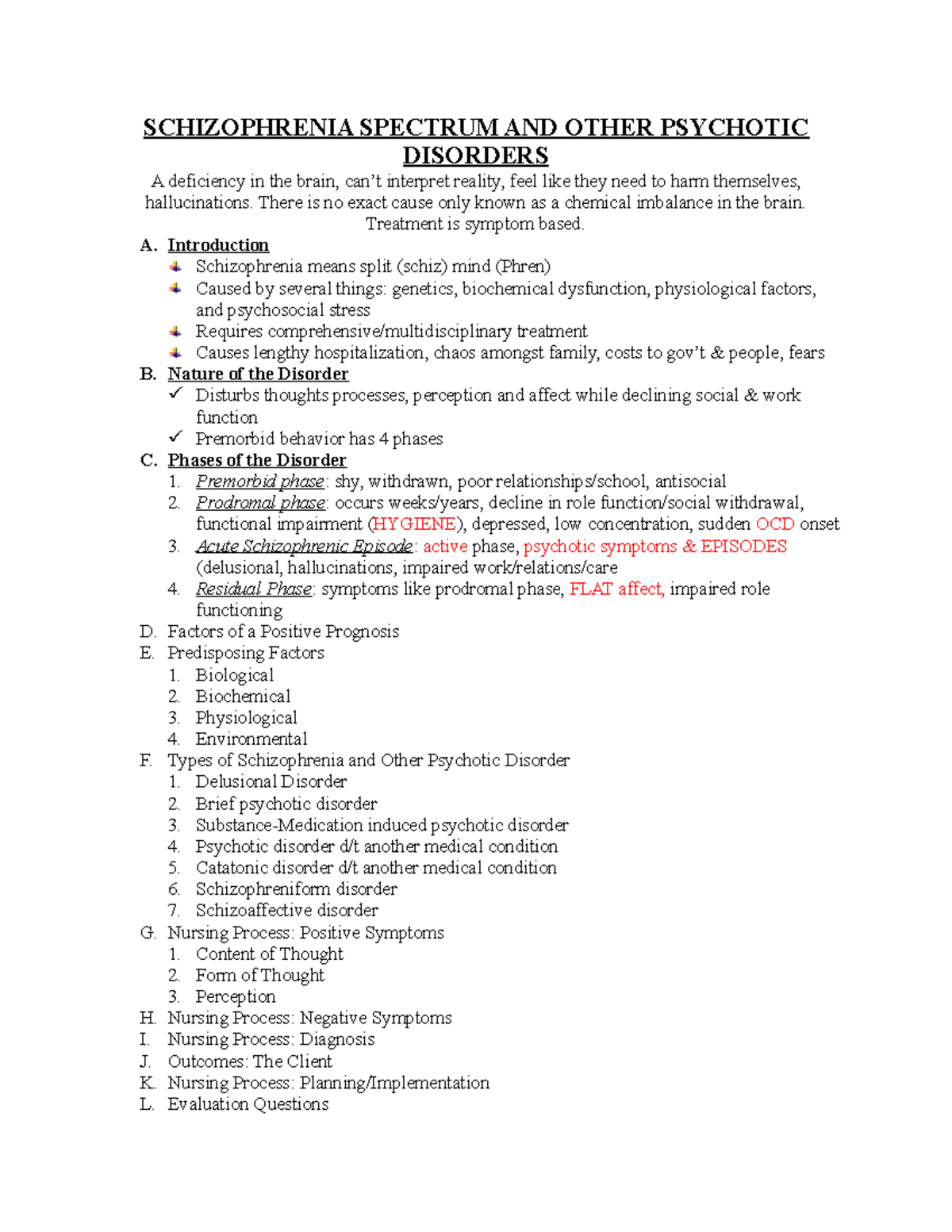 Ch. 15- Schizophrenia Spectrum AND Other Psychotic Disorders ...