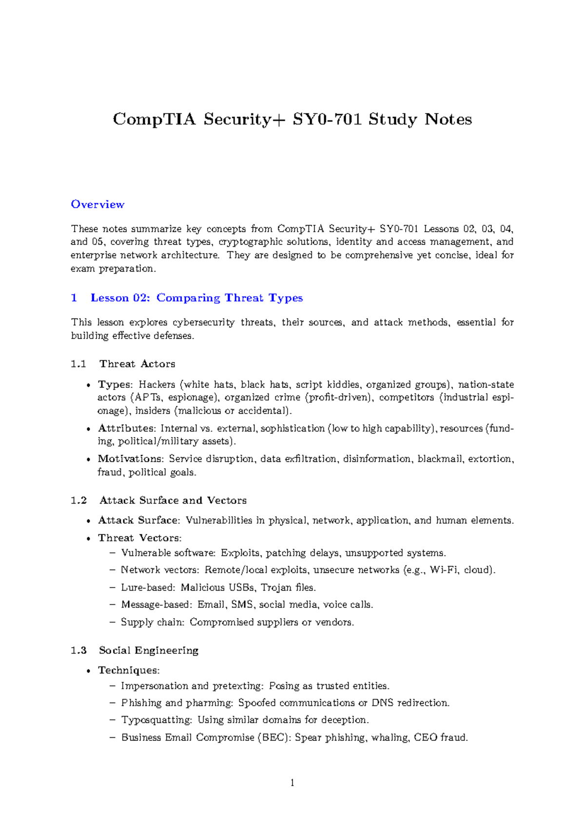 CompTIA Study Notes: Key Concepts from Lessons 02-05 - Studocu