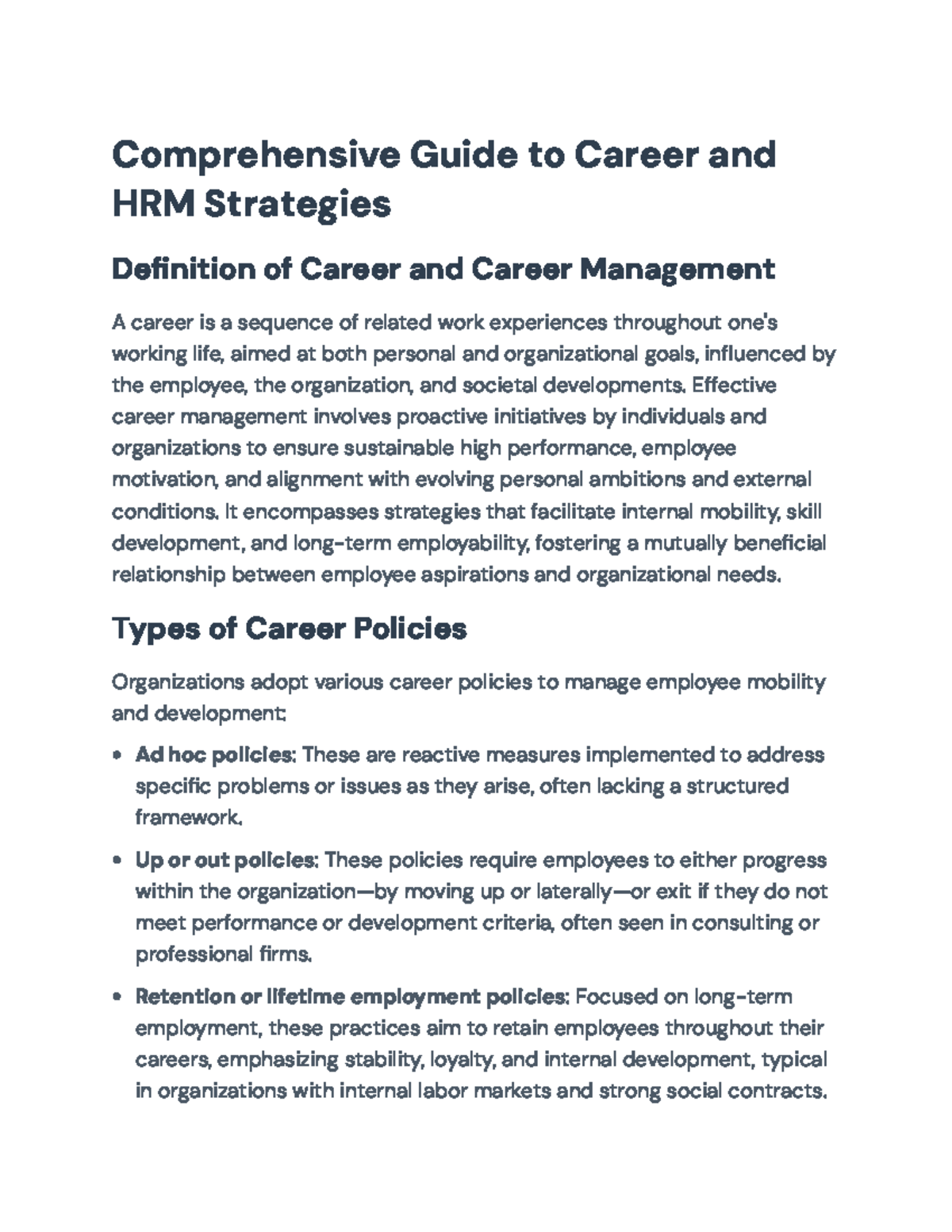 Comprehensive Guide to Career Management & HRM Strategies (HRM 101 ...