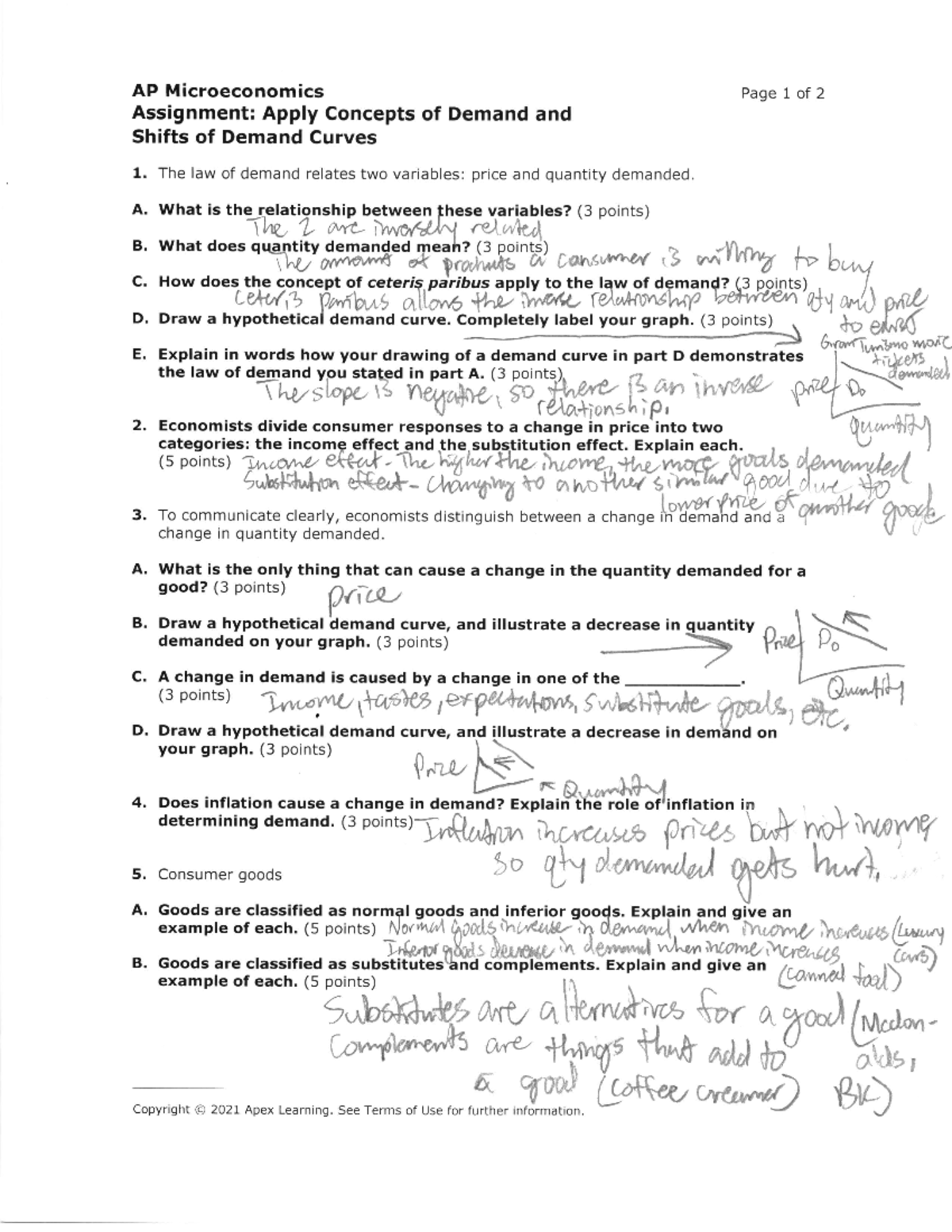 AP Microeconomics 3.1.5 Final Exam: Concepts of Demand & Demand Curve ...