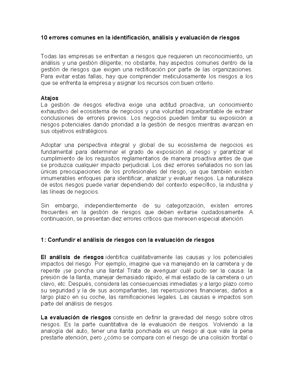 10 Errores Comunes en la Identificación de Riesgos y su Evaluación ...