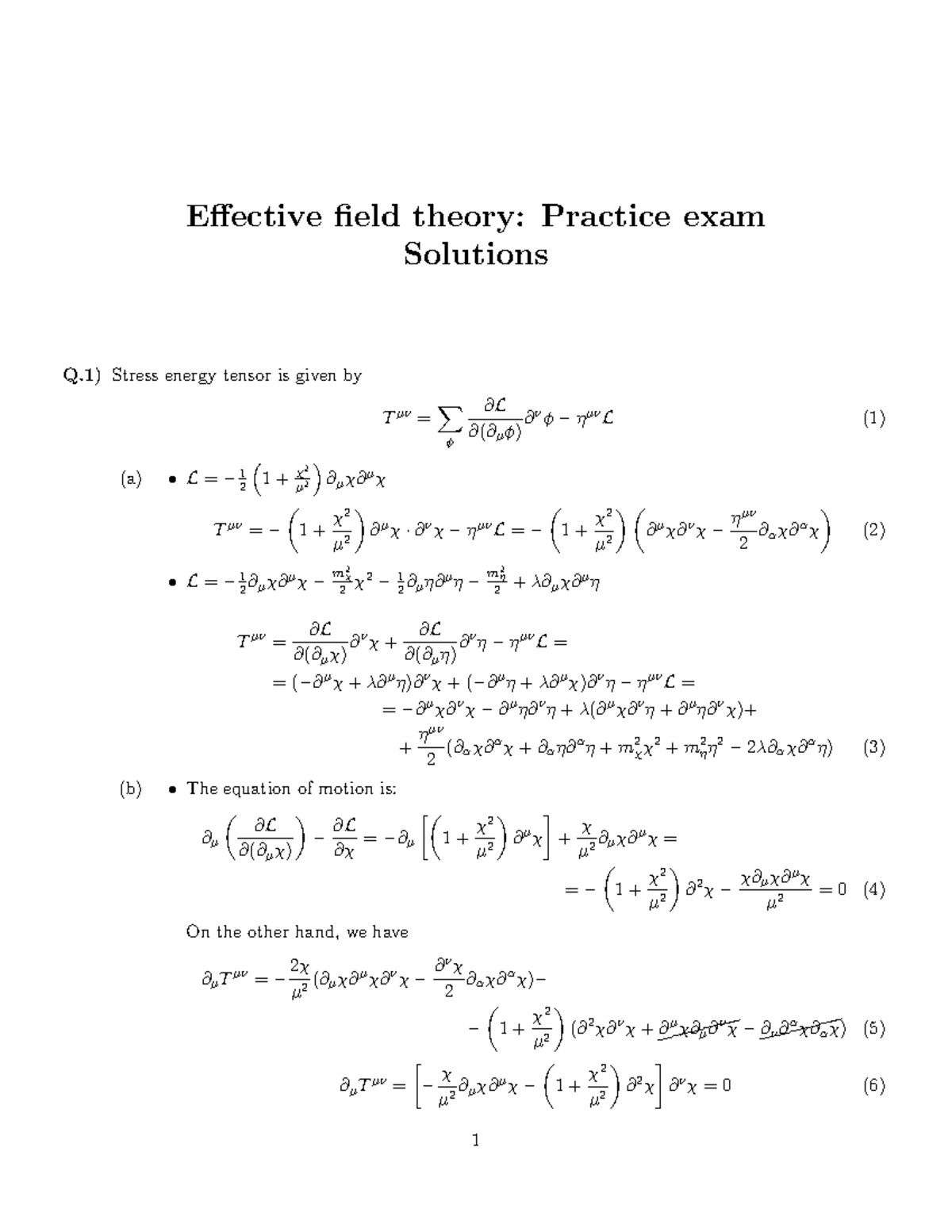 EFT 2: Practice Exam Solutions for Effective Field Theory - Studeersnel