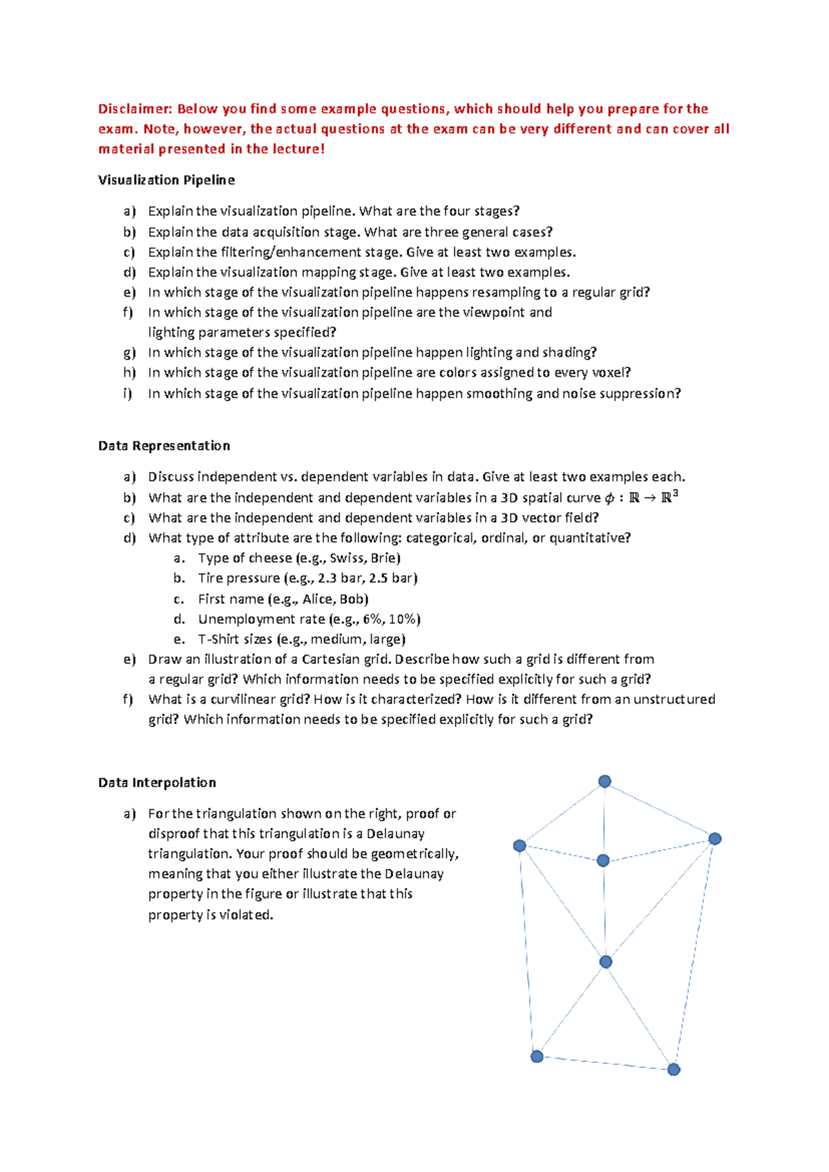 Visualization Pipeline Practice Questions - CS1231 Exam Prep - Studocu
