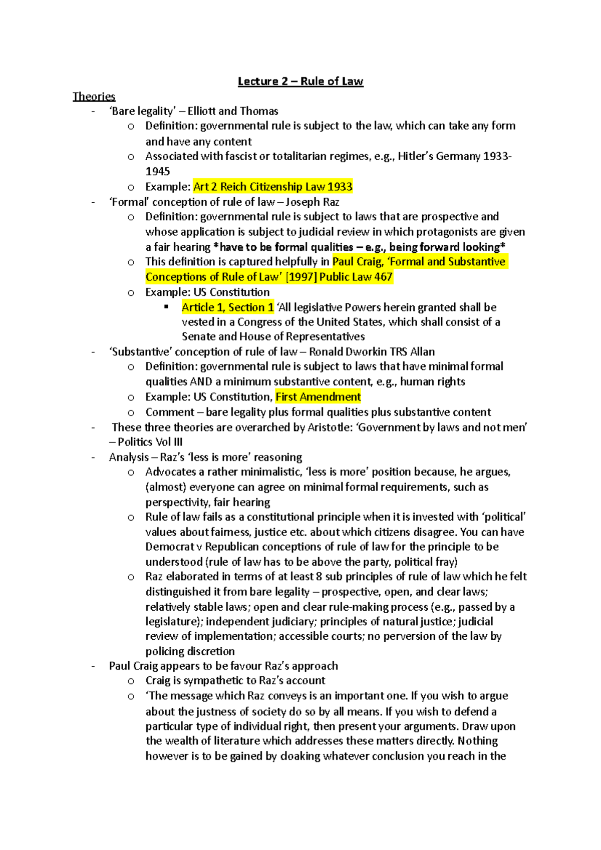 Lecture 2 - Theories and Practice of the Rule of Law - Studocu