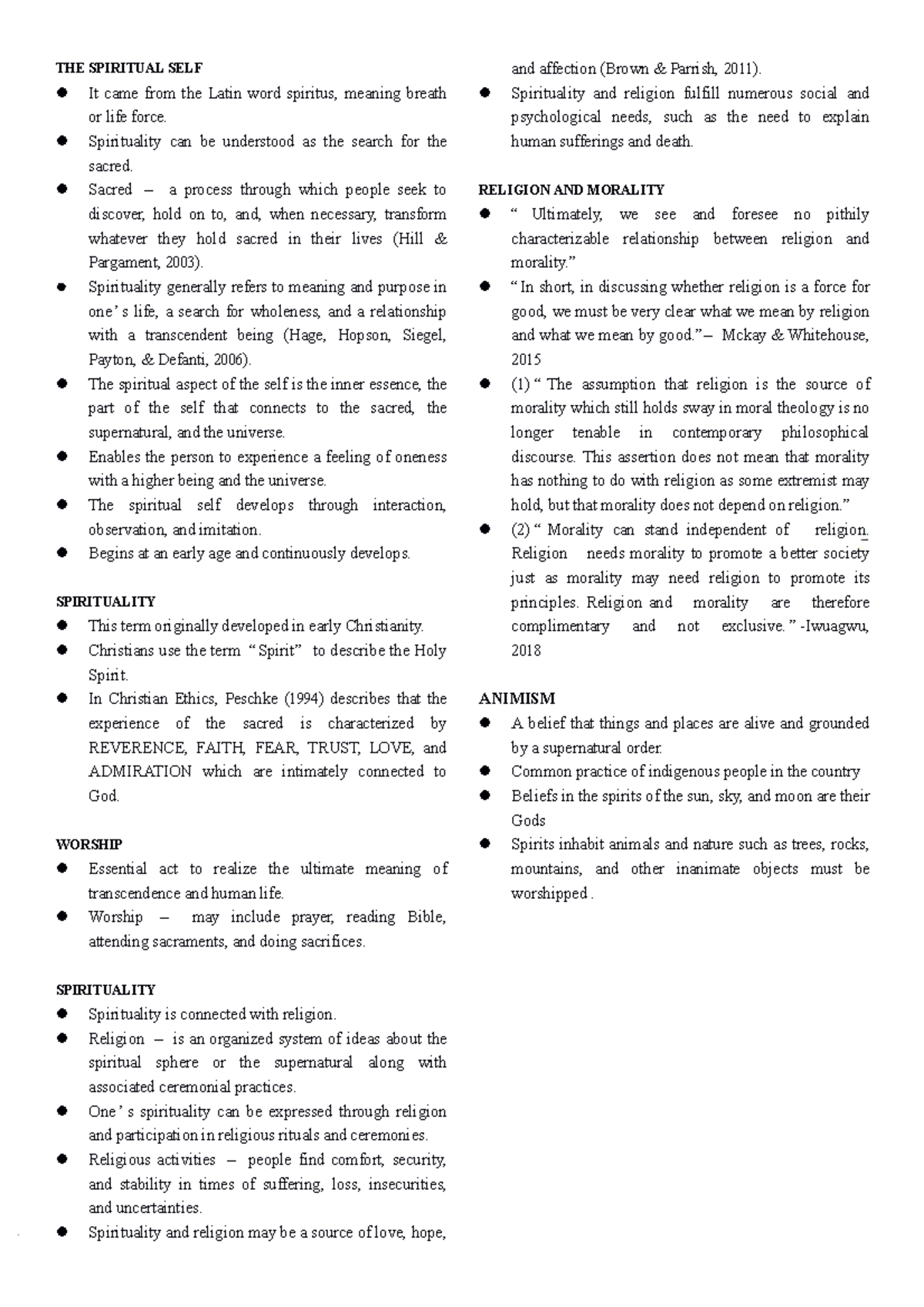 UTS Finals PDF P1 - Spiritual Self and Religion Overview - Studocu
