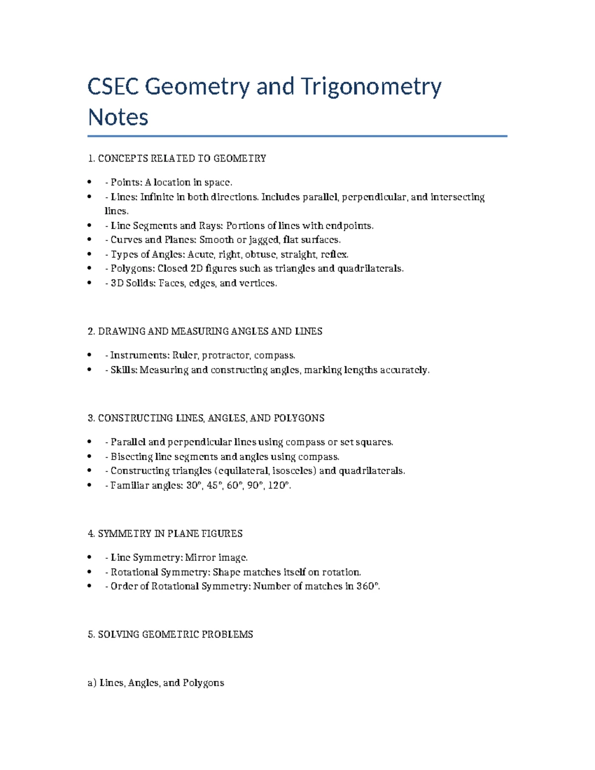 CSEC Functions and Graphs: Key Notes and Examples - Studocu