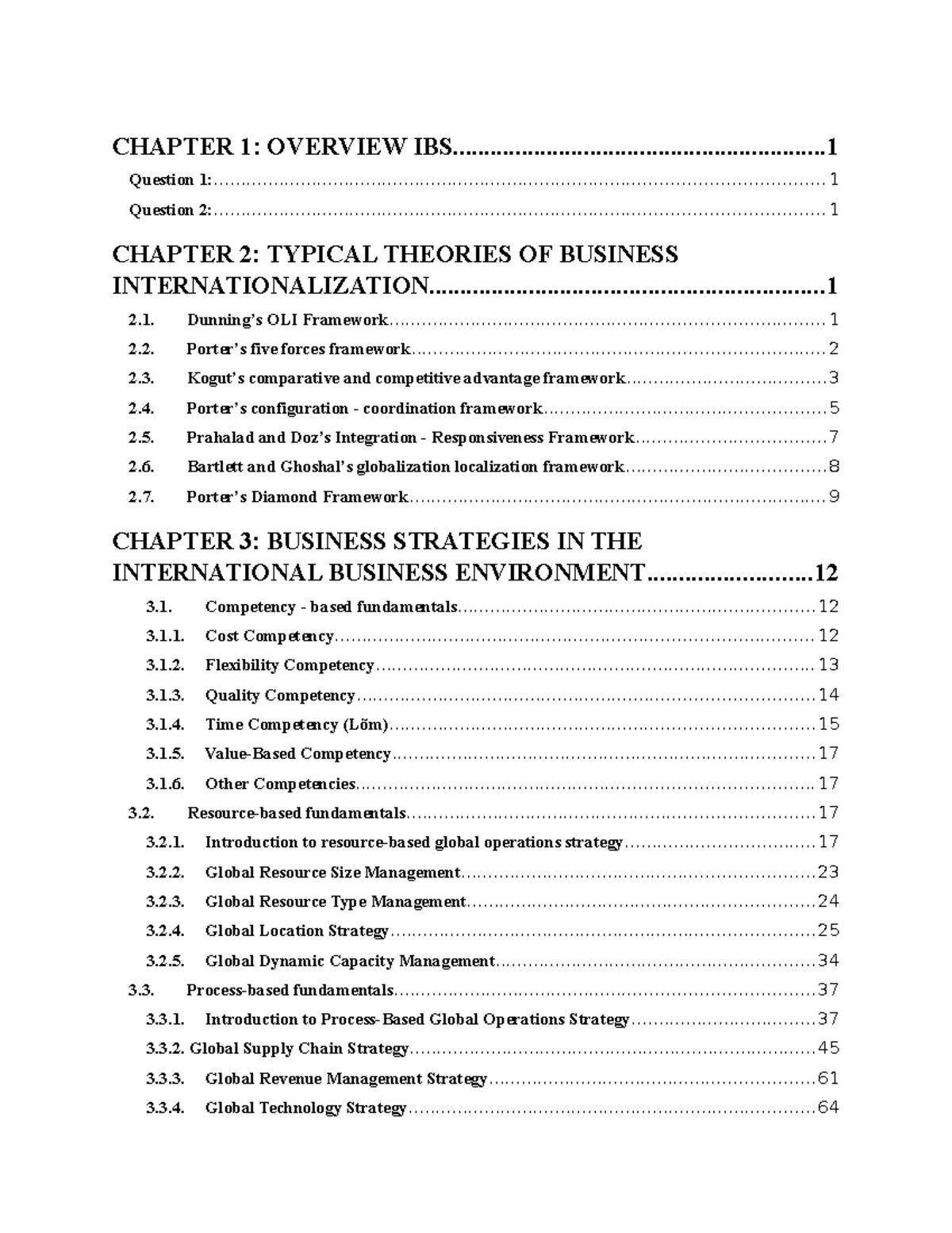 CHAPTER OVERVIEW: INTERNATIONAL BUSINESS STRATEGIES (IBS) - Studocu