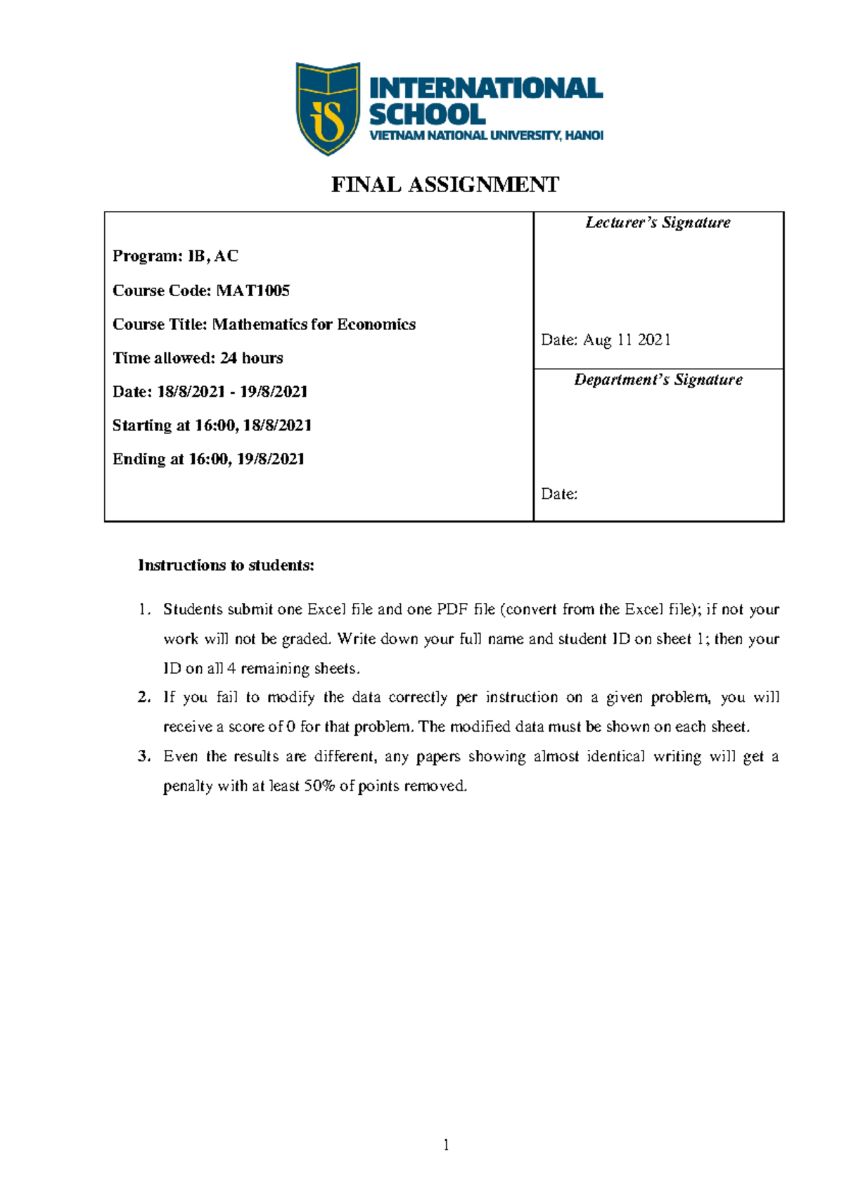 Final-Assignment-MAT1005 - FINAL ASSIGNMENT Program: IB, AC Course Code ...