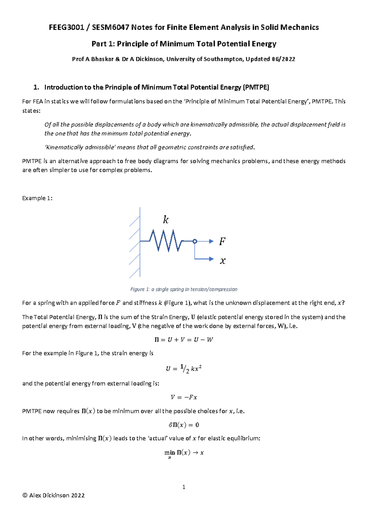Pmtpe 101 - Comprehensive Notes on Minimum Potential Energy Principle ...