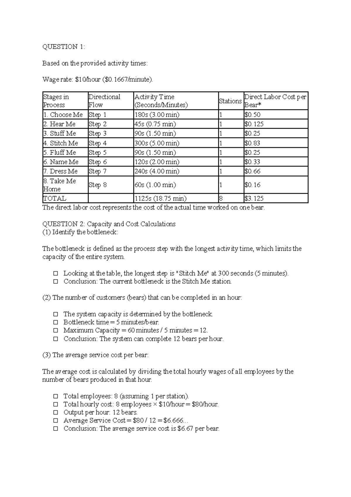 Assignment 3 - Bottleneck Analysis and Cost Calculations - Studocu