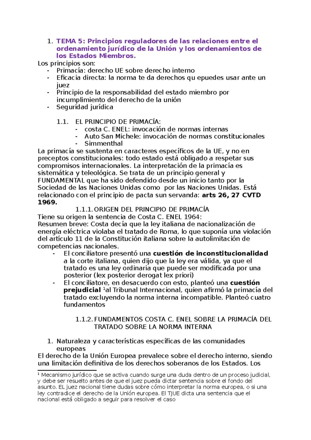 TEMA 5 DUE: Principios de Primacía y Eficacia Directa en la UE - Studocu