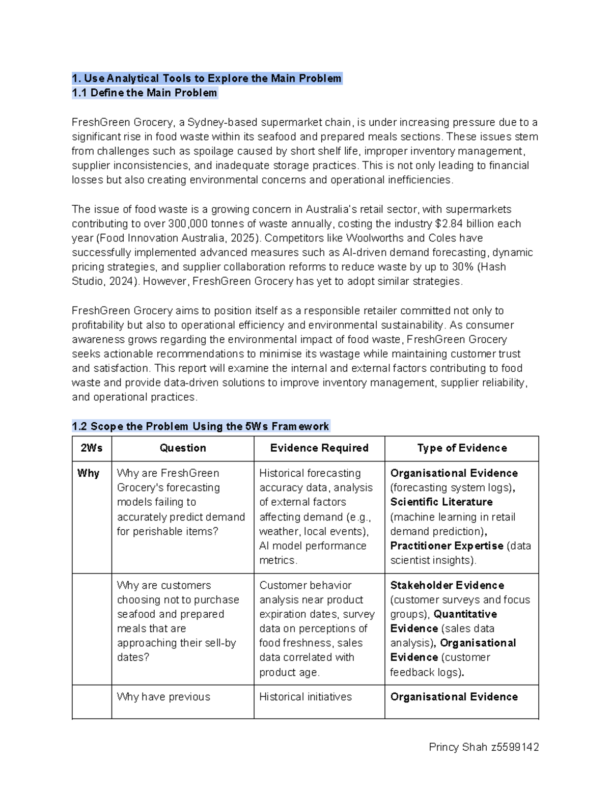 Assessment 3 Case Project Part 1: Analyzing Food Waste at FreshGreen ...