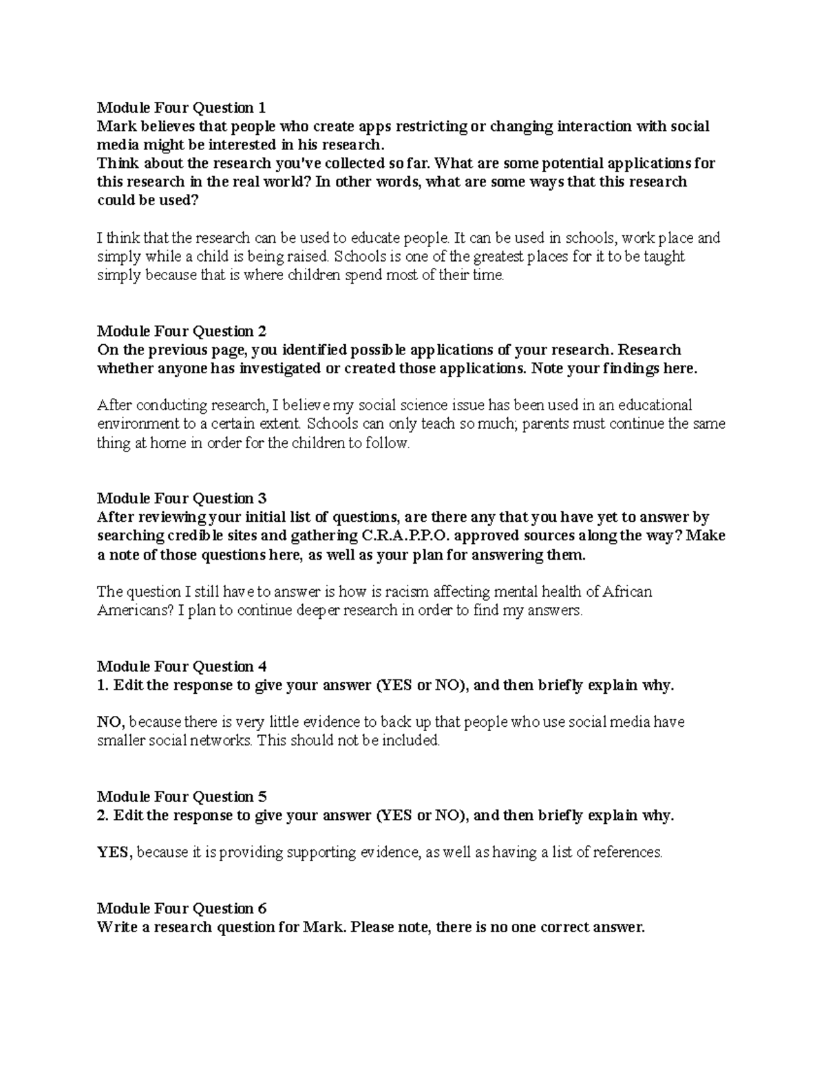 Module 4 Short Response SCS 200: Applications of Research in Education ...