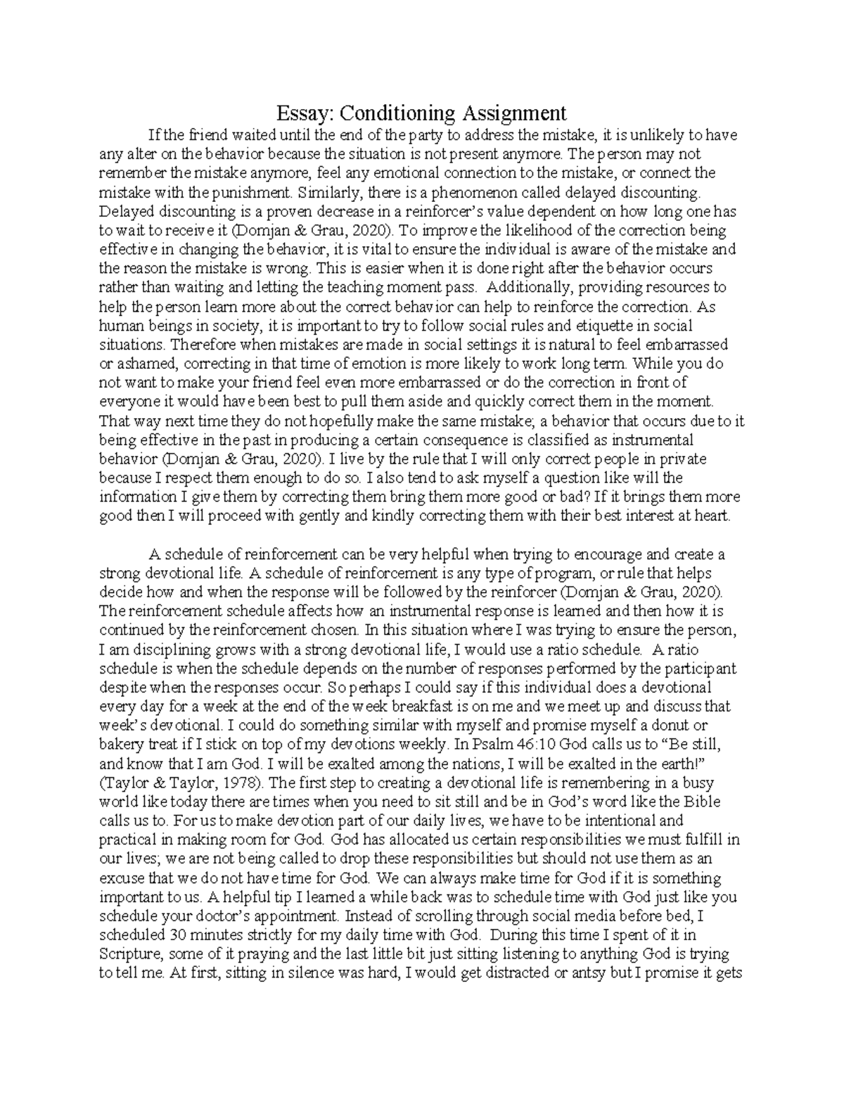 Conditioning Essay - Examining Behavioral Corrections & Reinforcements ...