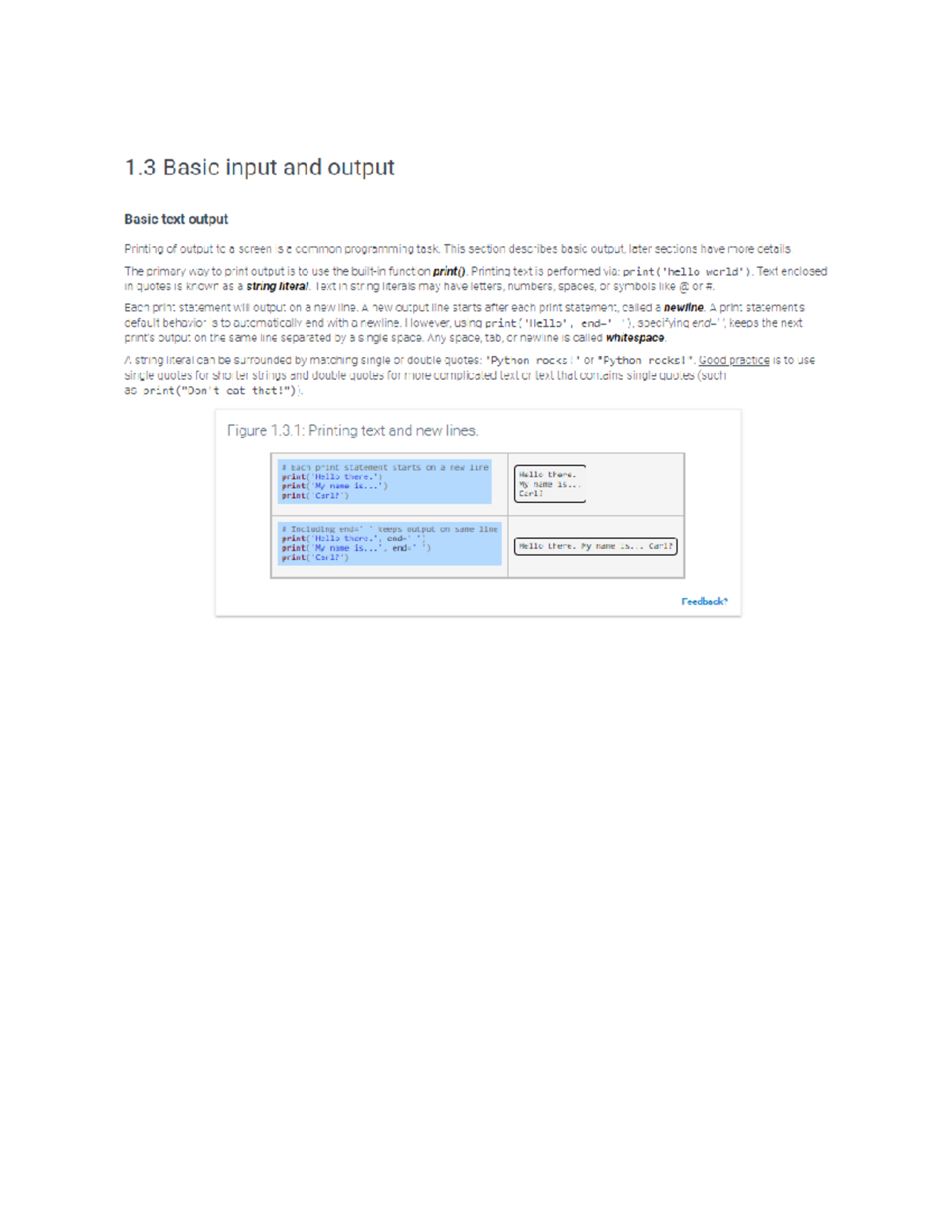 IT 140 Module 1 Zybook 1 3 Basic input and output - 1 Basic input and ...