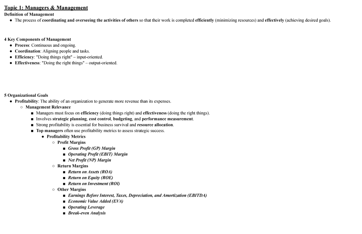 Final Exam Revision Notes for Business Management (BUS 101) - Studocu