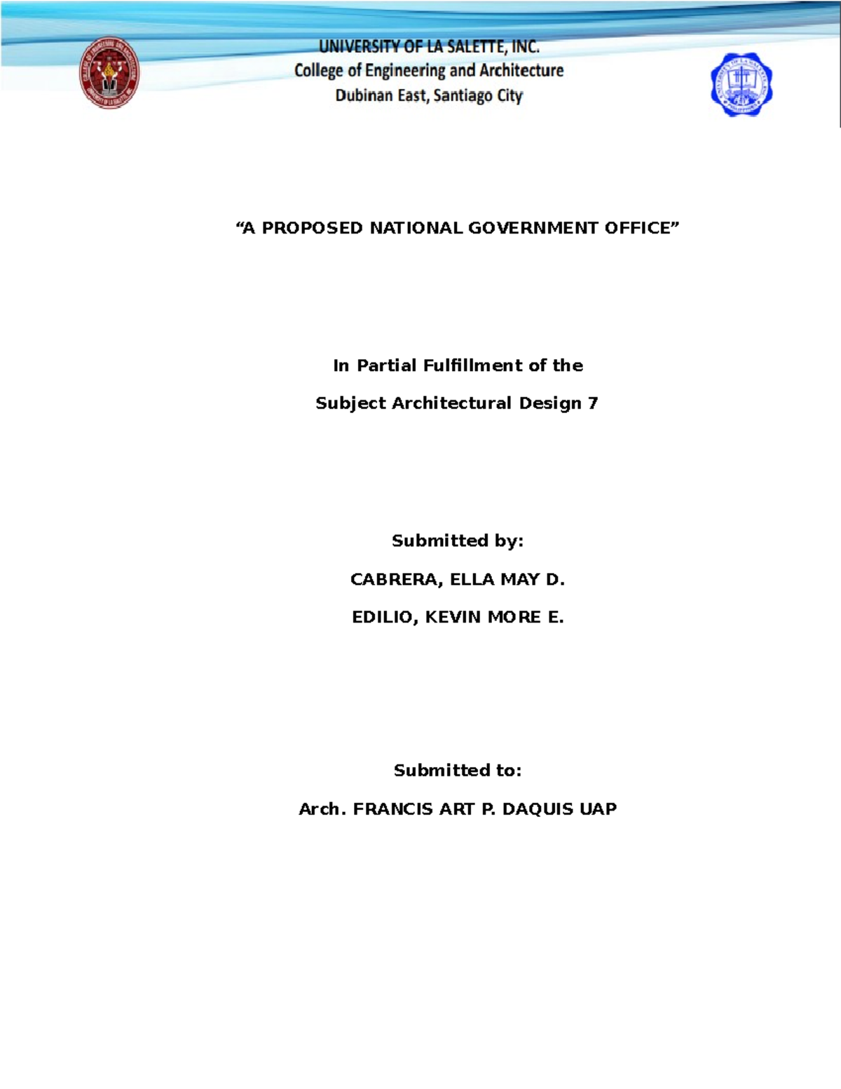Architectural Design 7: Proposed National Government Office Project ...