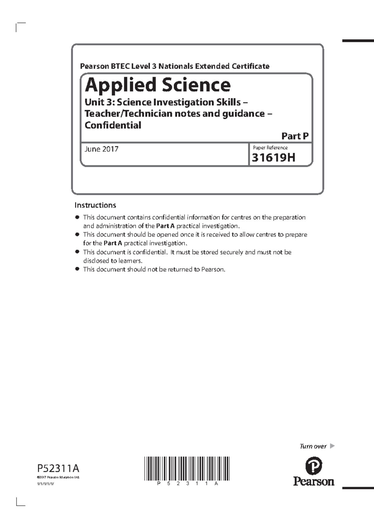 Applied Science Unit 3 June 2017 Practical Investigation Paper - Studocu