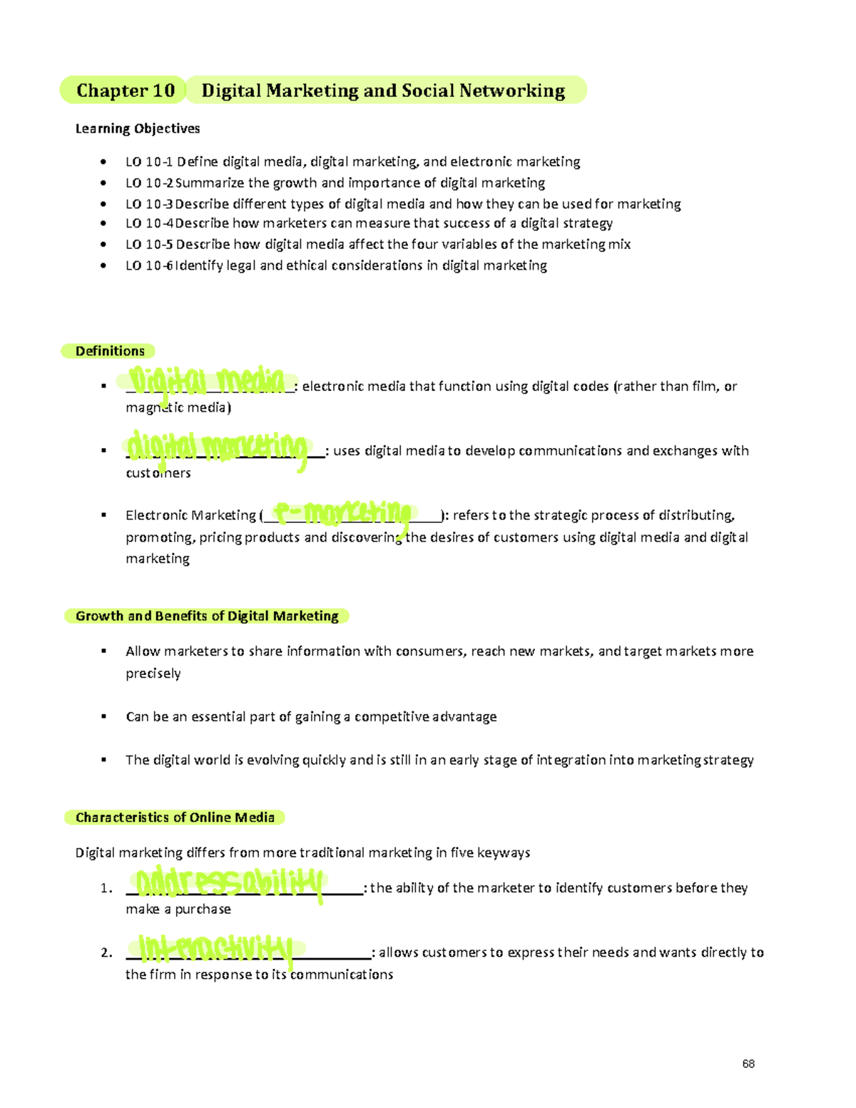 Chapter 10: Digital Marketing and Social Networking Overview - Studocu