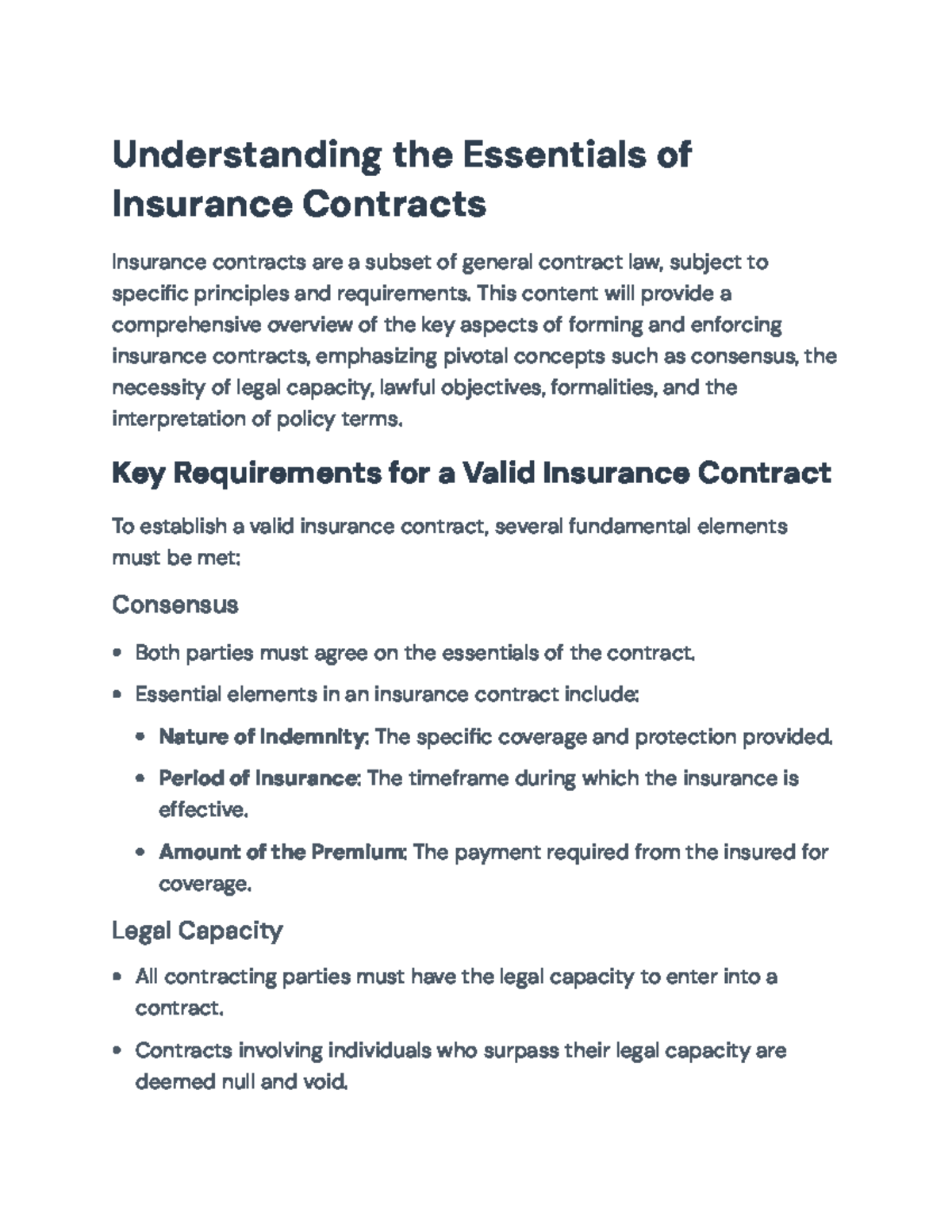 Insurance Contracts 101: Key Concepts & Formation Essentials - Studocu