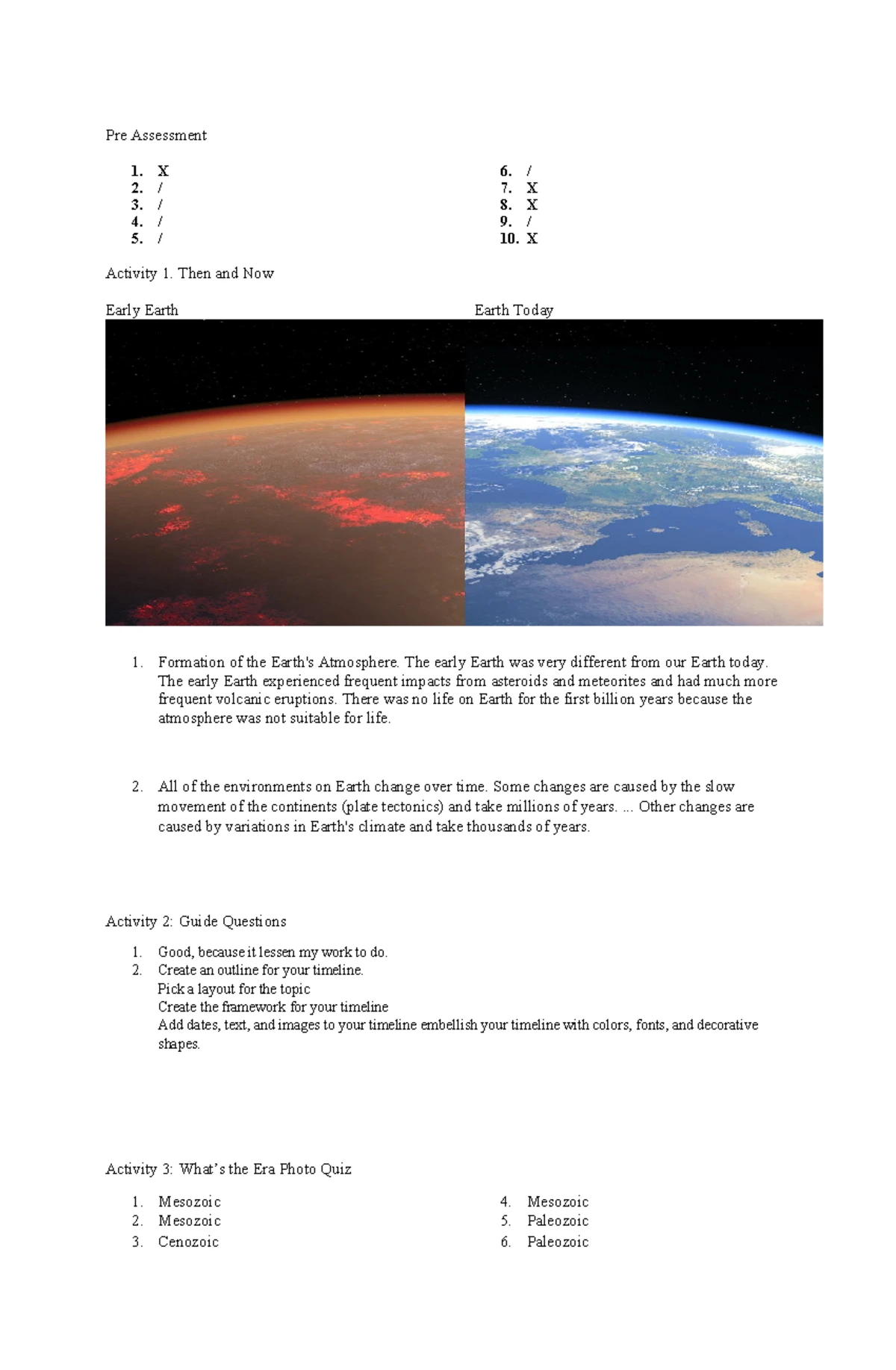 Earth and Life (Week 6, Pt 2) - Lecture Notes & Activities - Studocu